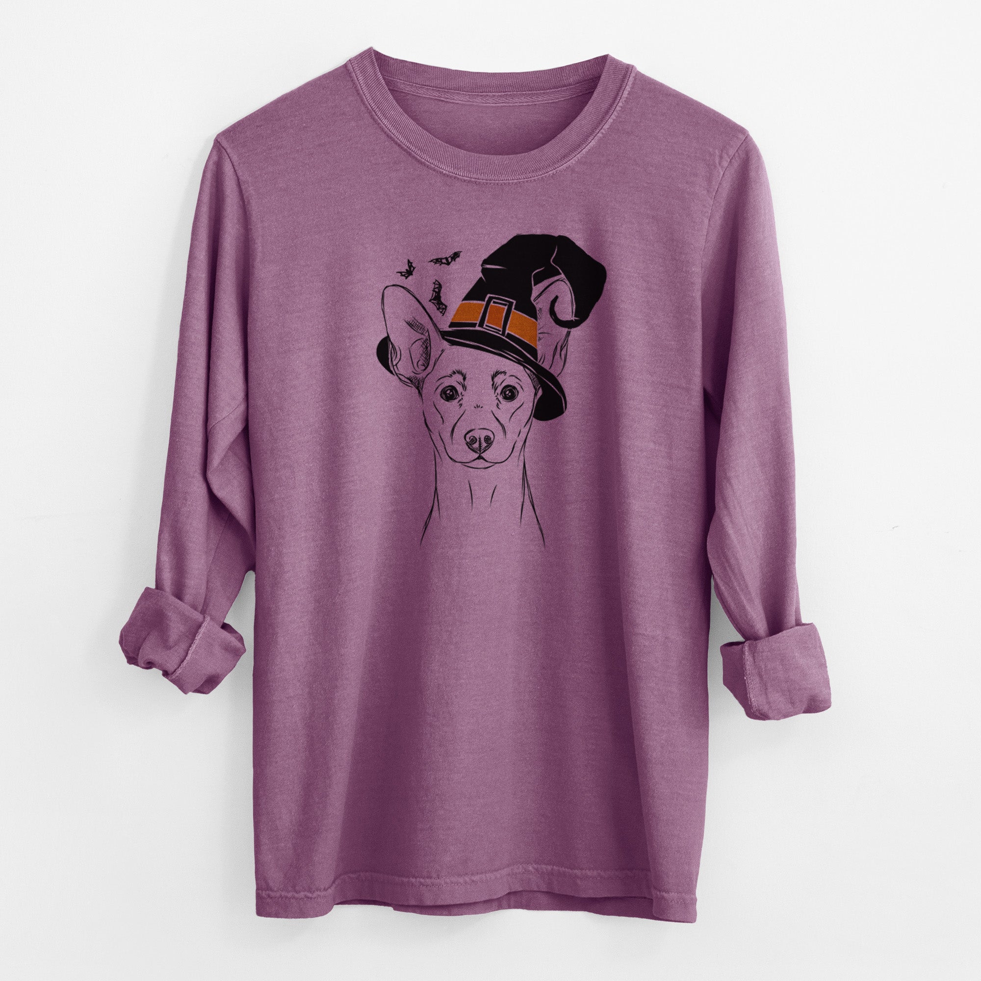 Witch Chillie the Mini Pinscher - Men's Heavyweight 100% Cotton Long Sleeve