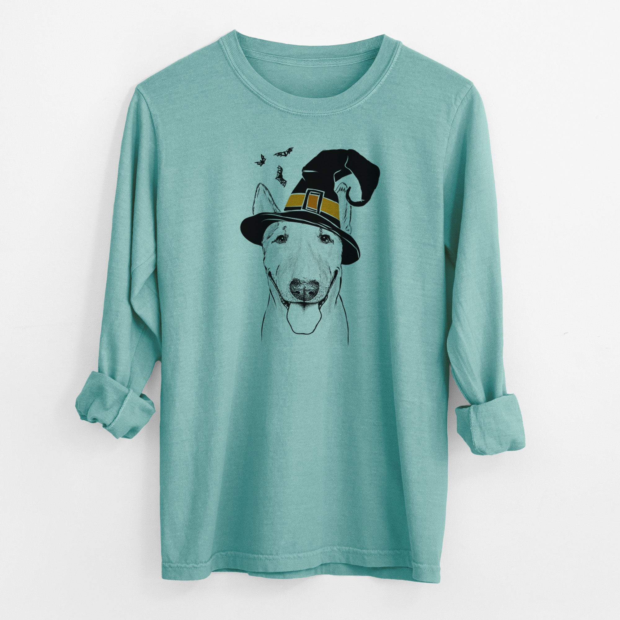 Witch Chloe the Bull Terrier - Men's Heavyweight 100% Cotton Long Sleeve