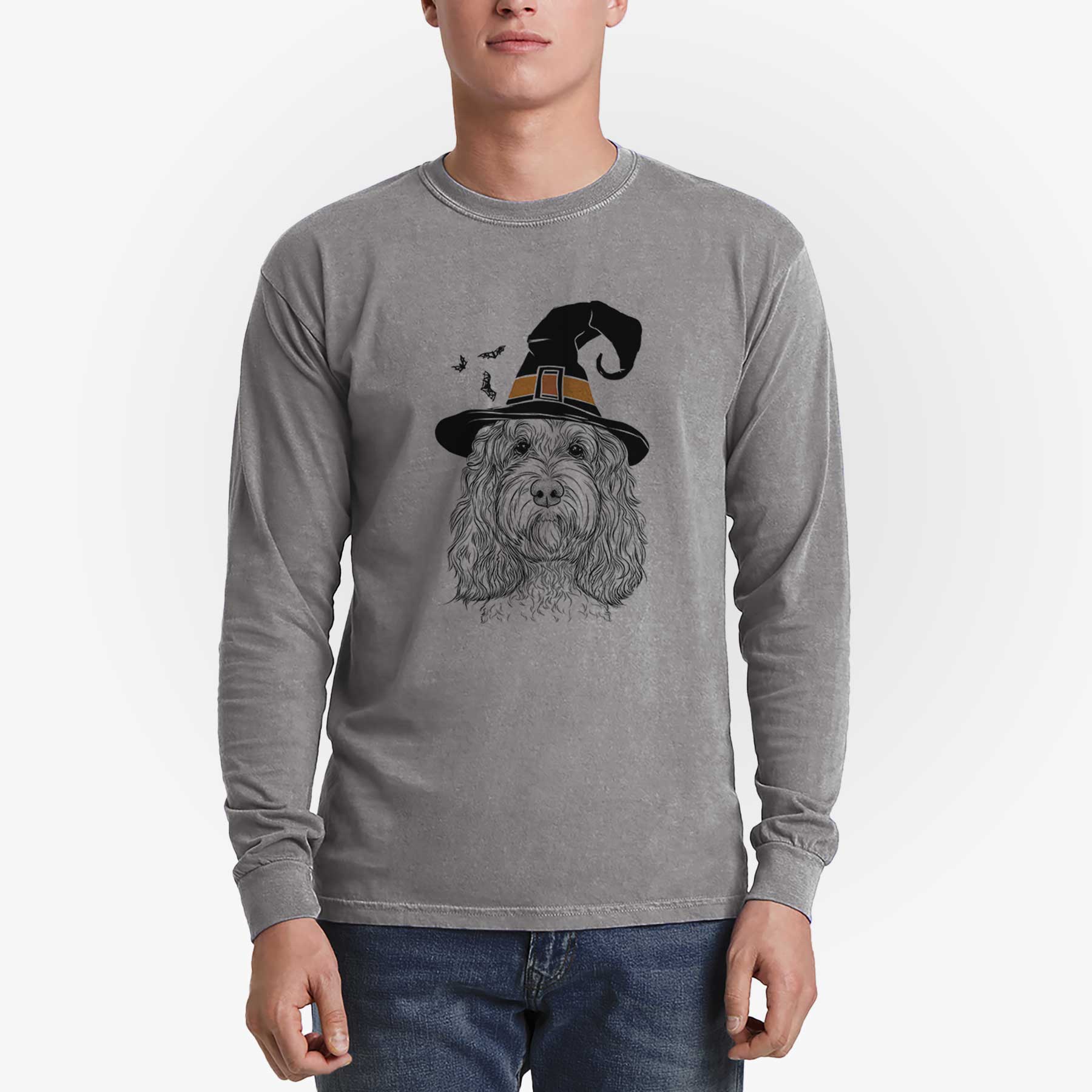 Witch Chloe the Cockapoo - Men's Heavyweight 100% Cotton Long Sleeve