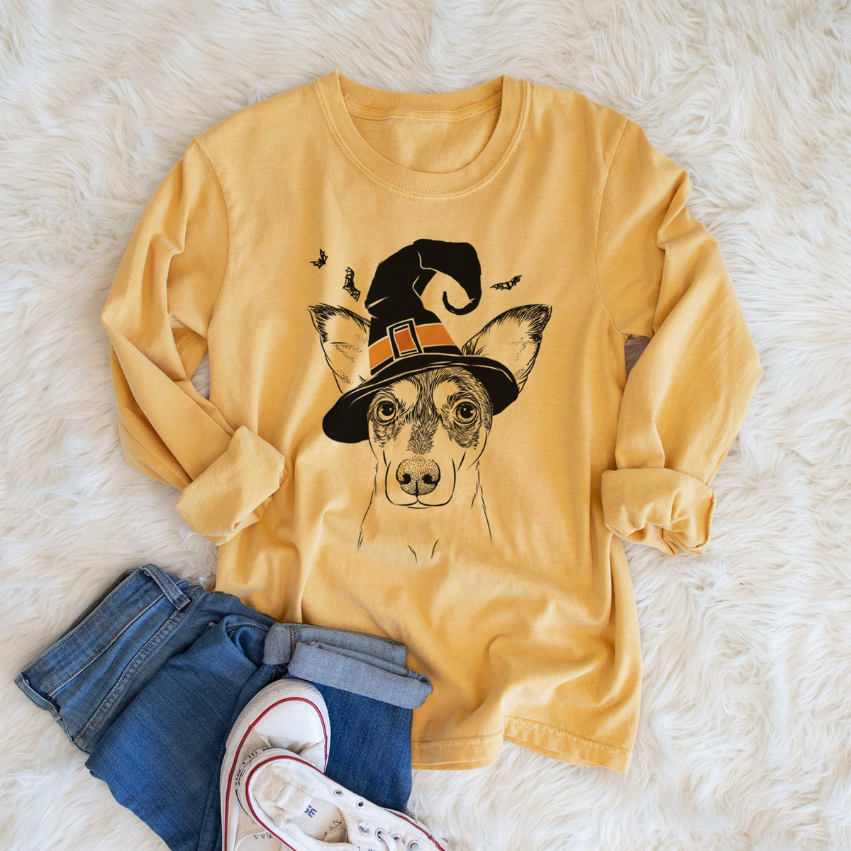 Witch Chloe the Doxie Mix - Men's Heavyweight 100% Cotton Long Sleeve