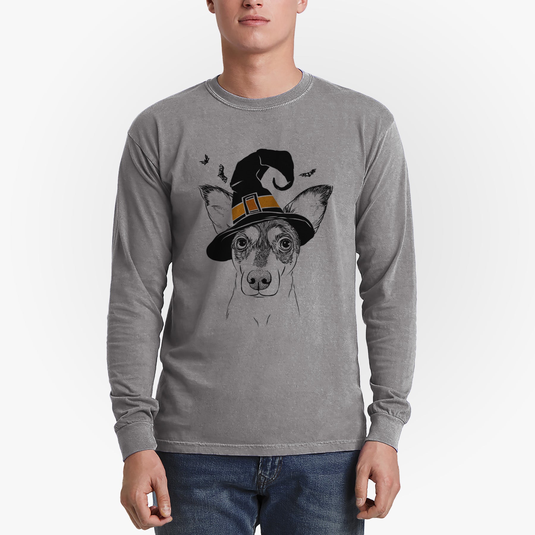 Witch Chloe the Doxie Mix - Men's Heavyweight 100% Cotton Long Sleeve