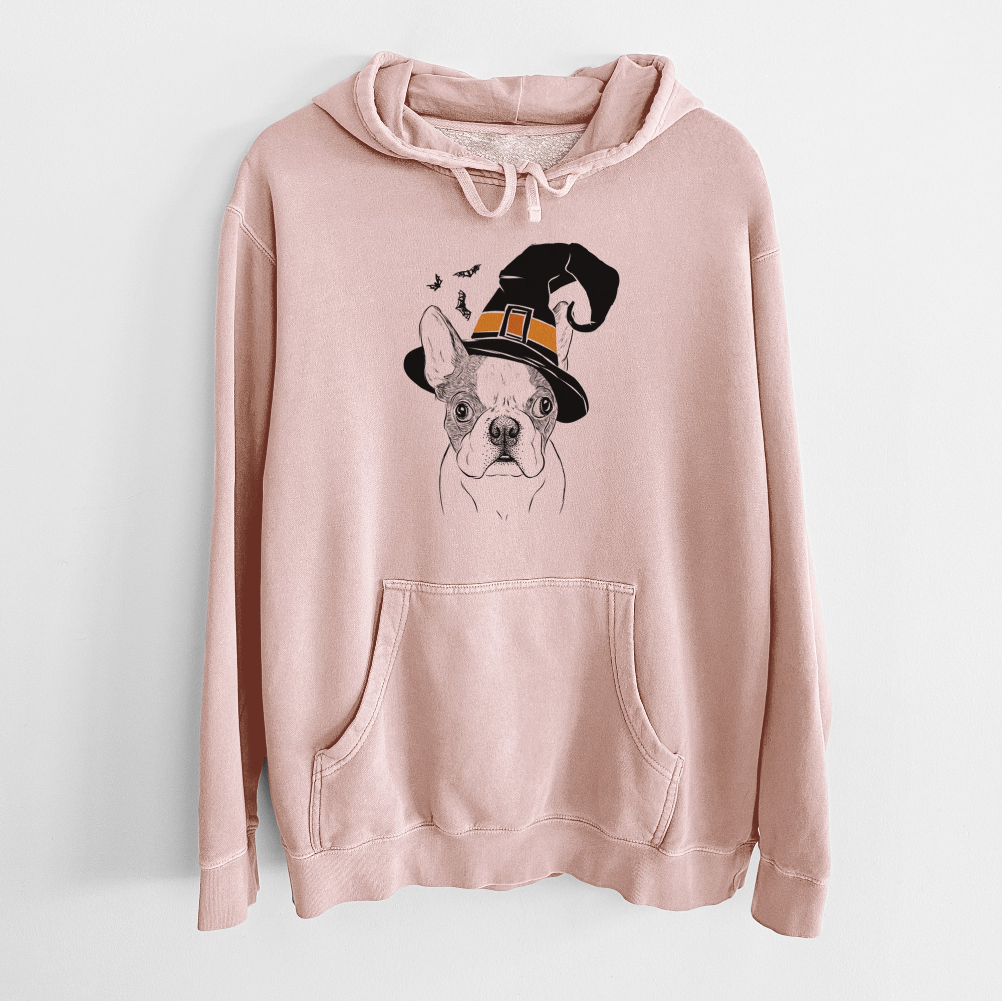 Witch Chocolate Chip the Boston Terrier - Unisex Pigment Dyed Hoodie