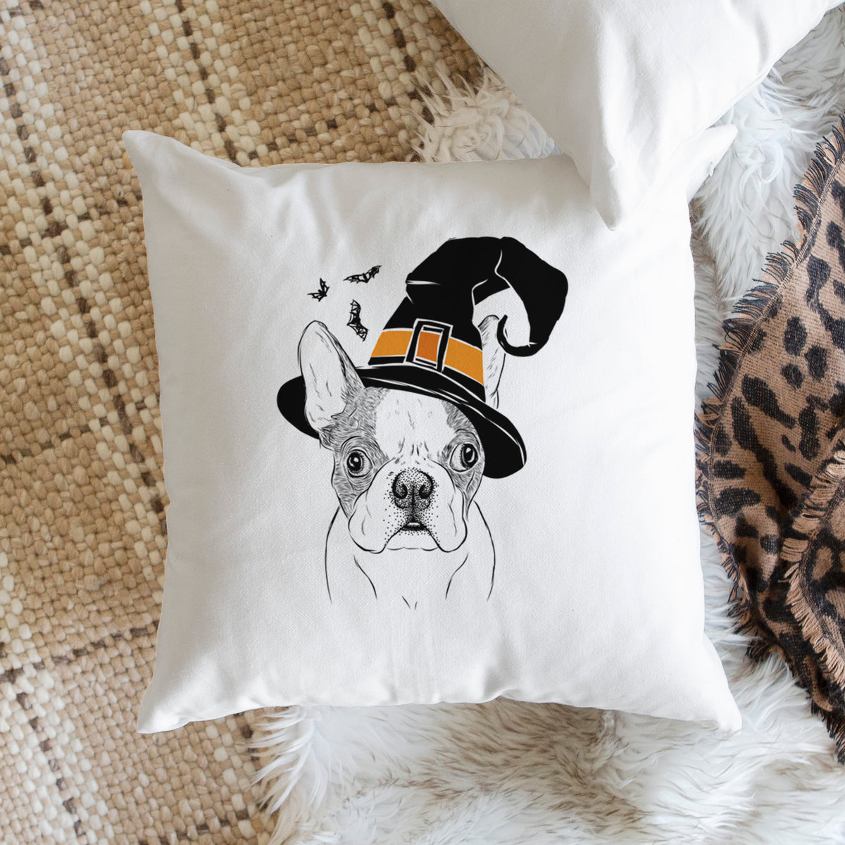 Chocolate Chip the Boston Terrier - Throw Pillow Cover