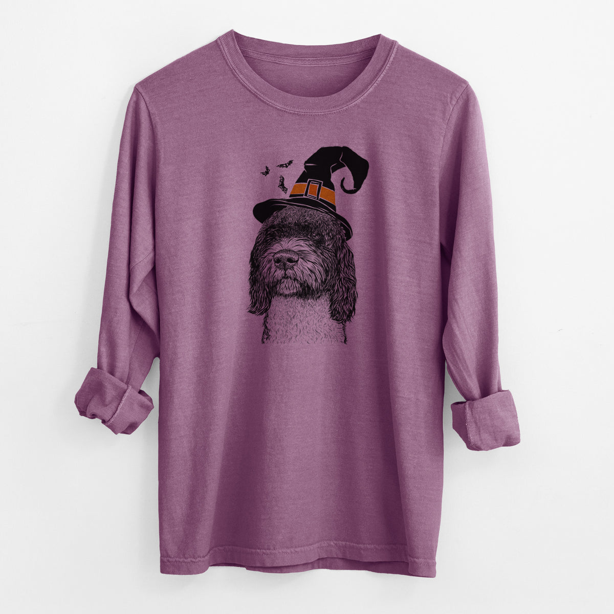 Witch Chris the Portuguese Water Dog - Men's Heavyweight 100% Cotton Long Sleeve