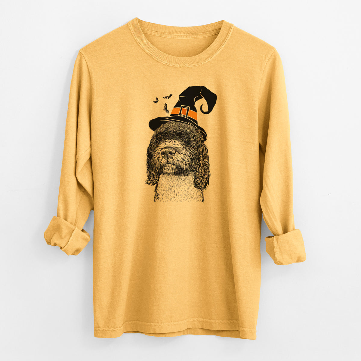 Witch Chris the Portuguese Water Dog - Men's Heavyweight 100% Cotton Long Sleeve