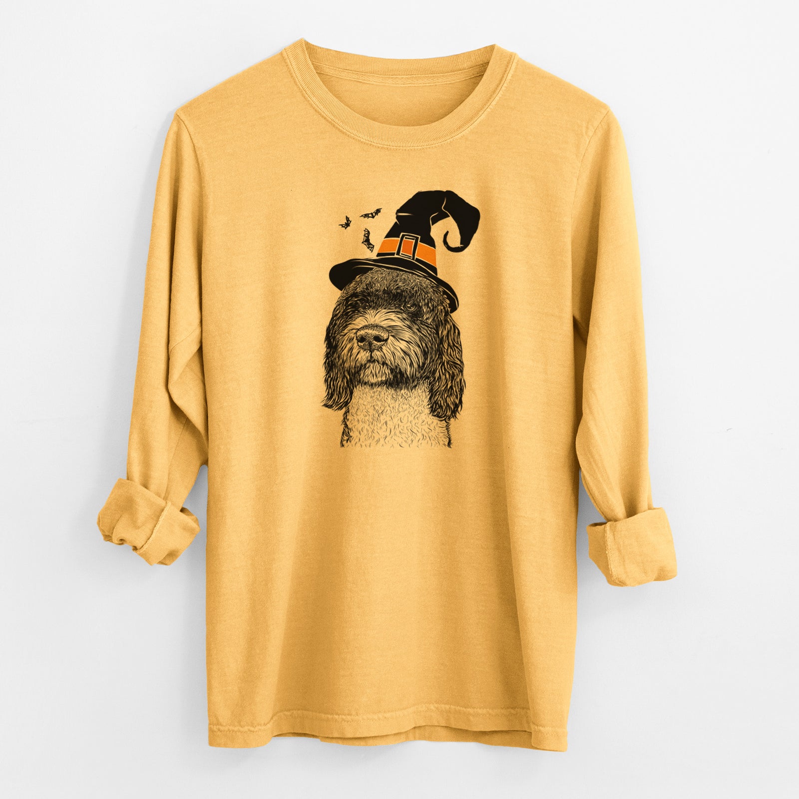 Witch Chris the Portuguese Water Dog - Men's Heavyweight 100% Cotton Long Sleeve