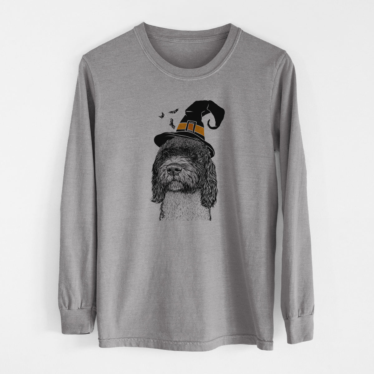 Witch Chris the Portuguese Water Dog - Men's Heavyweight 100% Cotton Long Sleeve