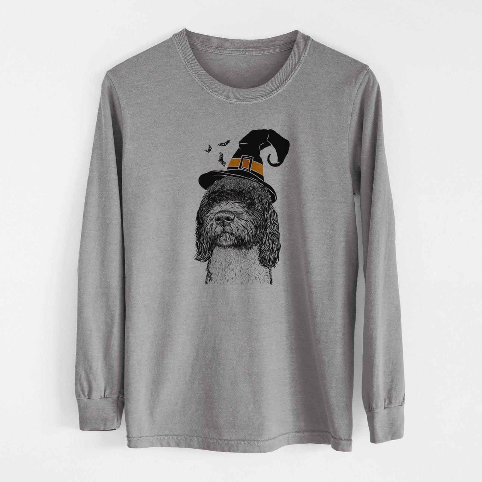 Witch Chris the Portuguese Water Dog - Men's Heavyweight 100% Cotton Long Sleeve