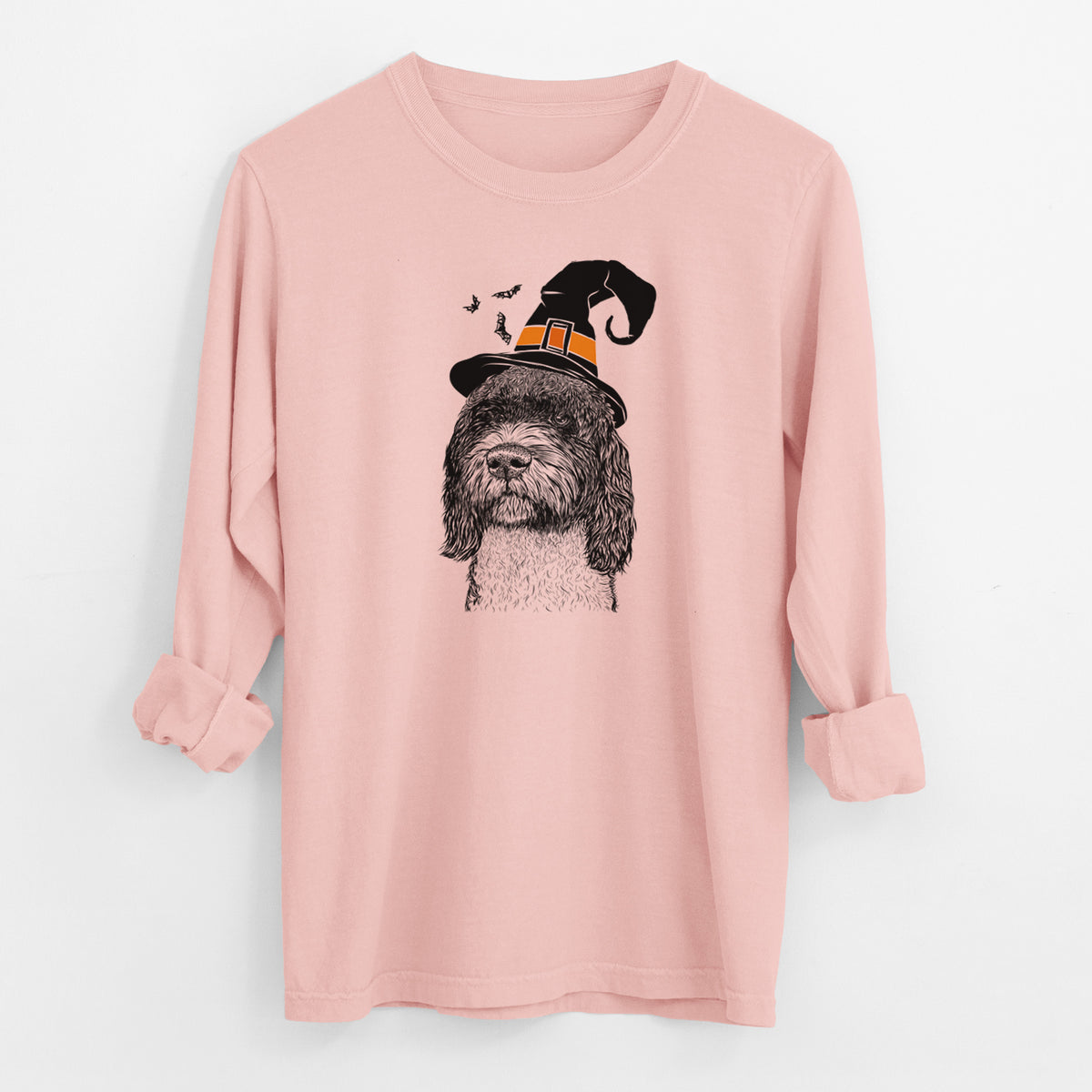 Witch Chris the Portuguese Water Dog - Men's Heavyweight 100% Cotton Long Sleeve