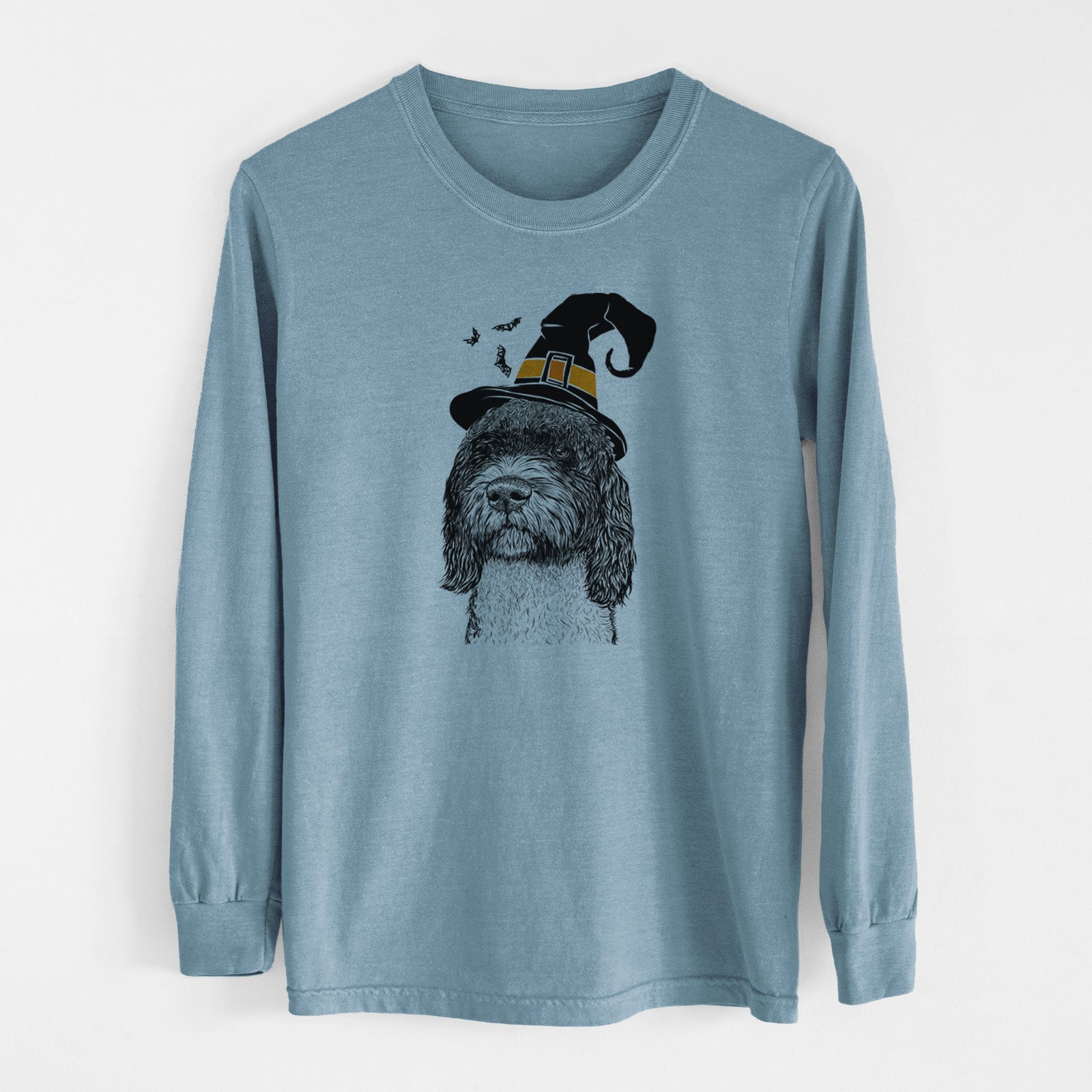 Witch Chris the Portuguese Water Dog - Men's Heavyweight 100% Cotton Long Sleeve
