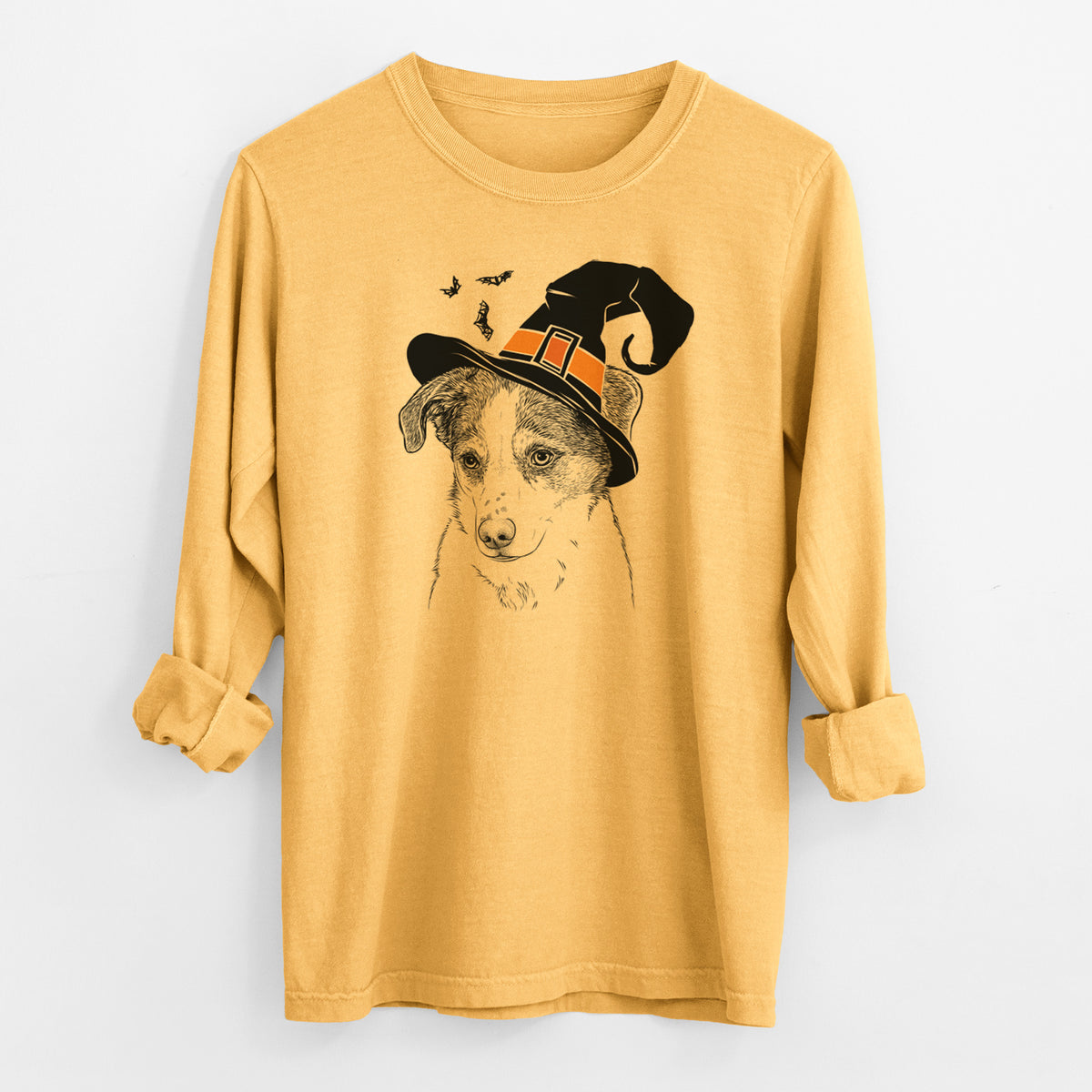 Witch Coco the Beagle Mix - Men's Heavyweight 100% Cotton Long Sleeve