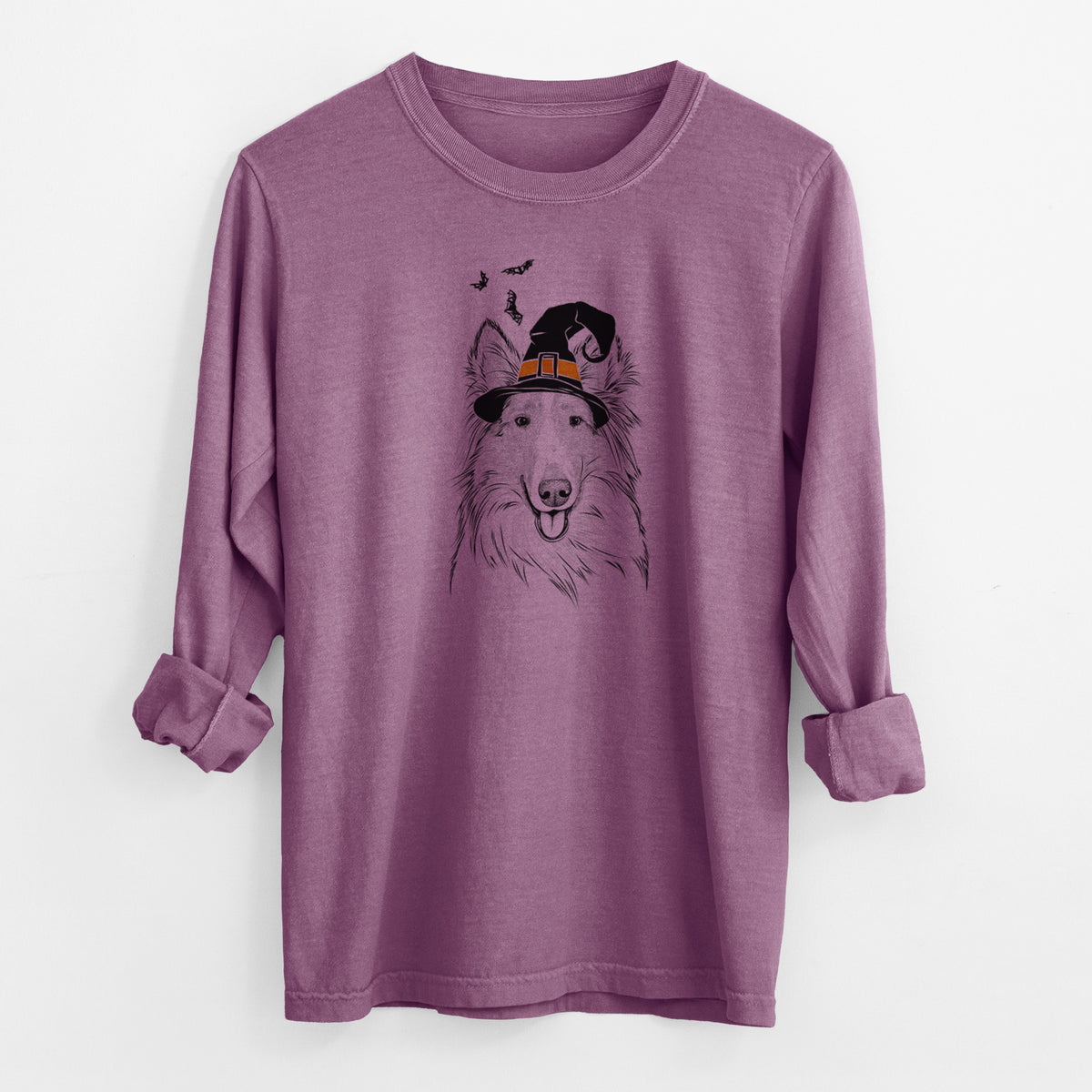 Witch Conrad the Rough Collie - Men's Heavyweight 100% Cotton Long Sleeve