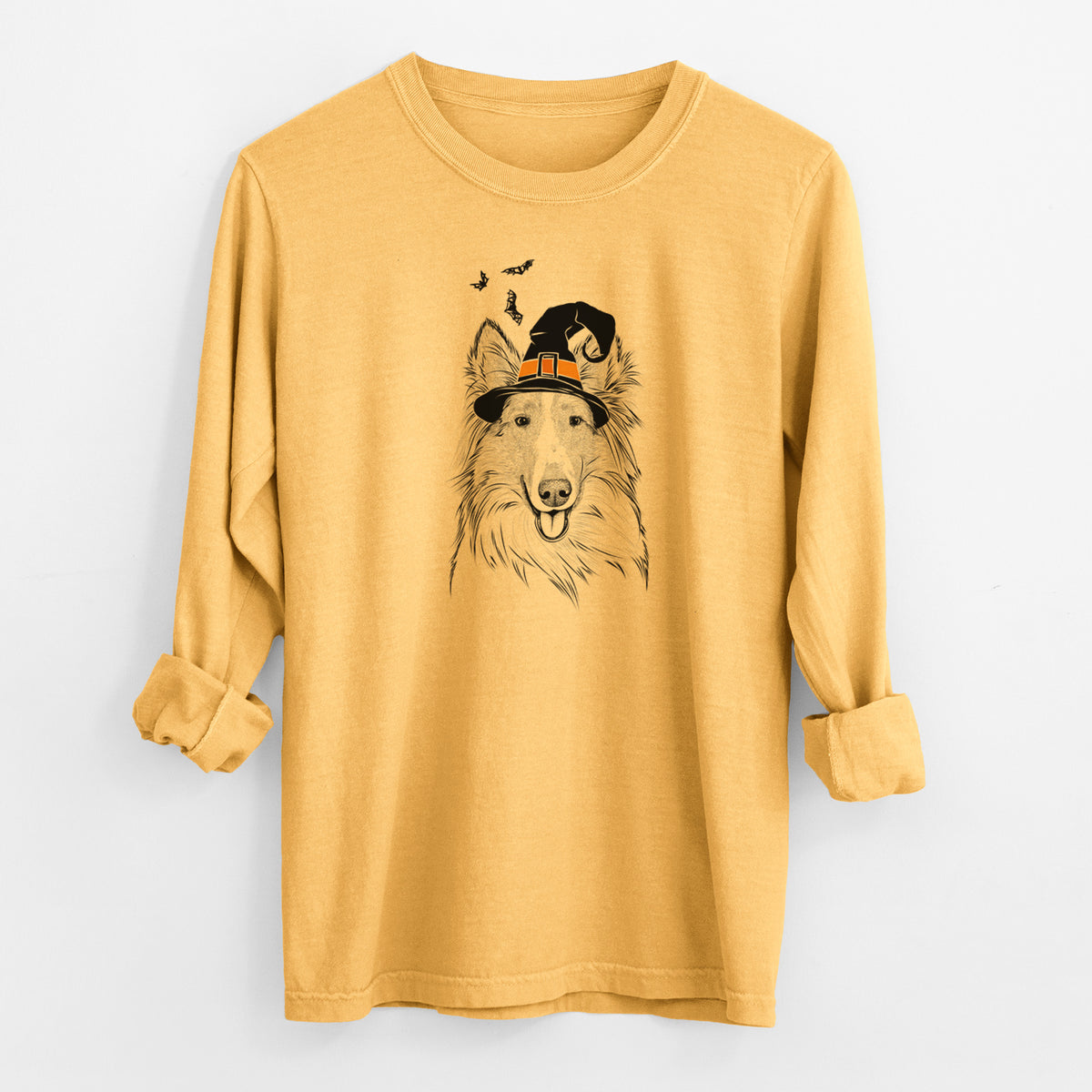 Witch Conrad the Rough Collie - Men's Heavyweight 100% Cotton Long Sleeve