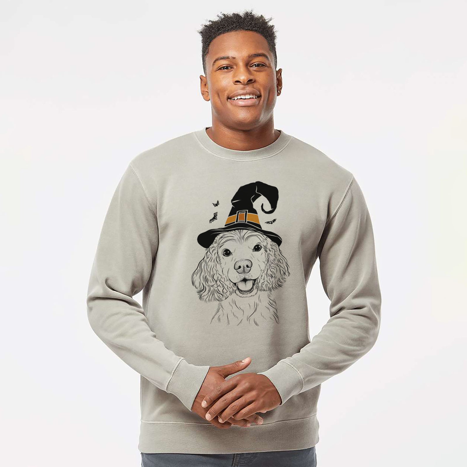 Witch Cricket the American Cocker Spaniel - Unisex Pigment Dyed Crew Sweatshirt