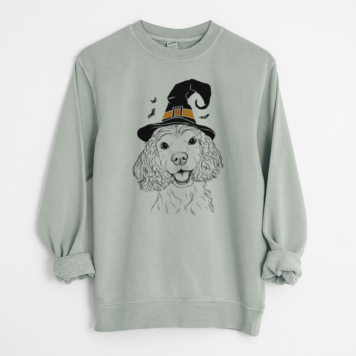 Witch Cricket the American Cocker Spaniel - Unisex Pigment Dyed Crew Sweatshirt