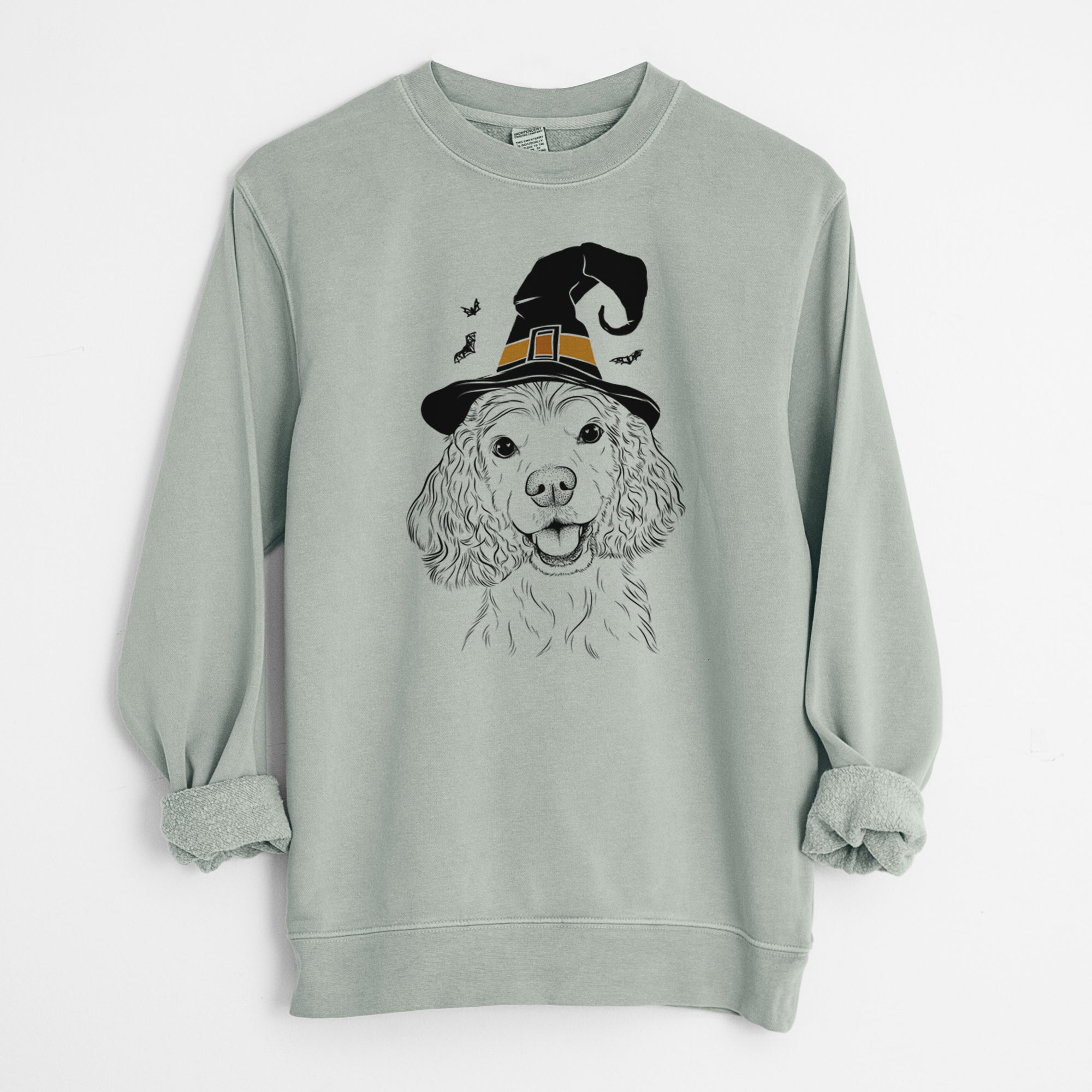 Witch Cricket the American Cocker Spaniel - Unisex Pigment Dyed Crew Sweatshirt