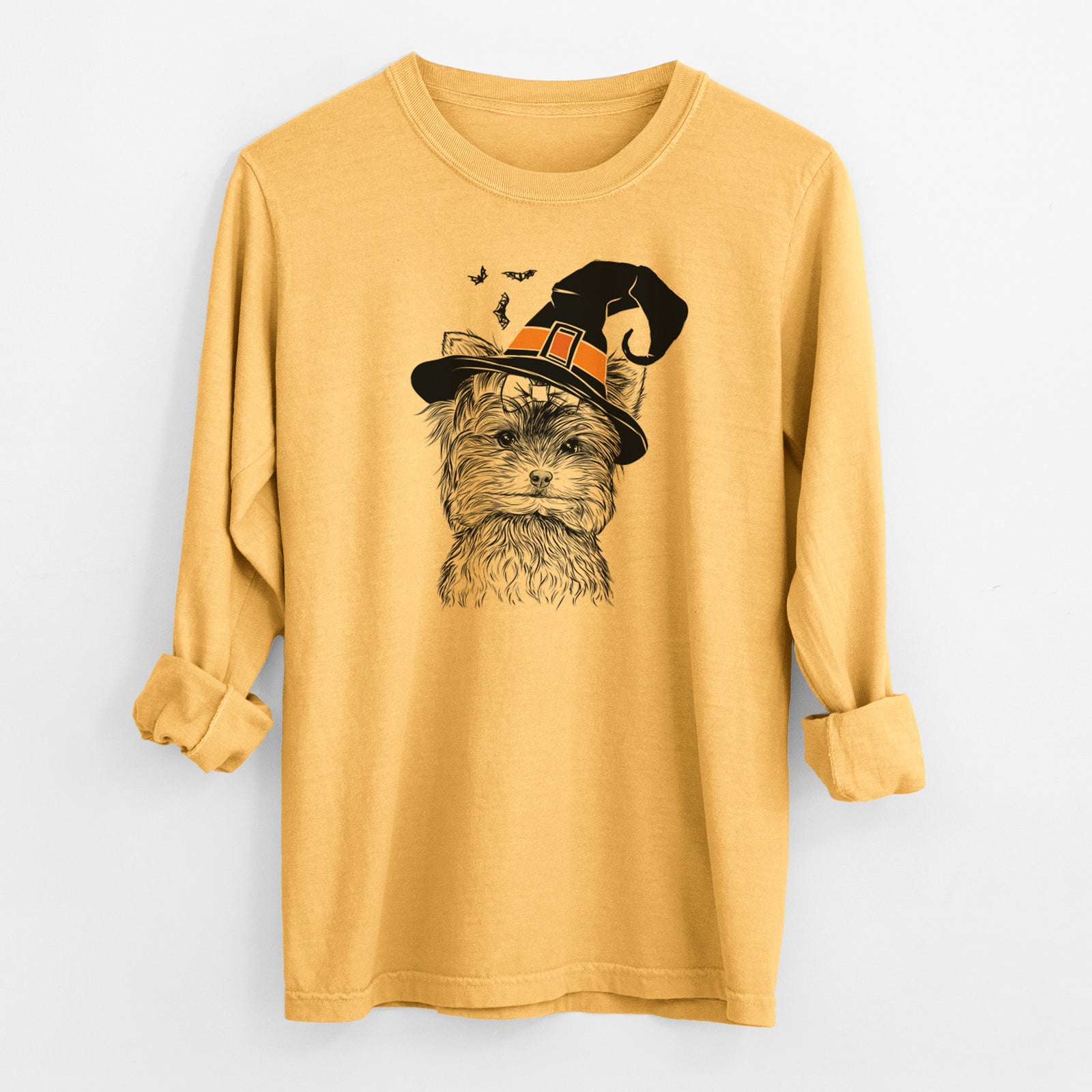 Witch Cricket the Biewer Terrier - Men's Heavyweight 100% Cotton Long Sleeve