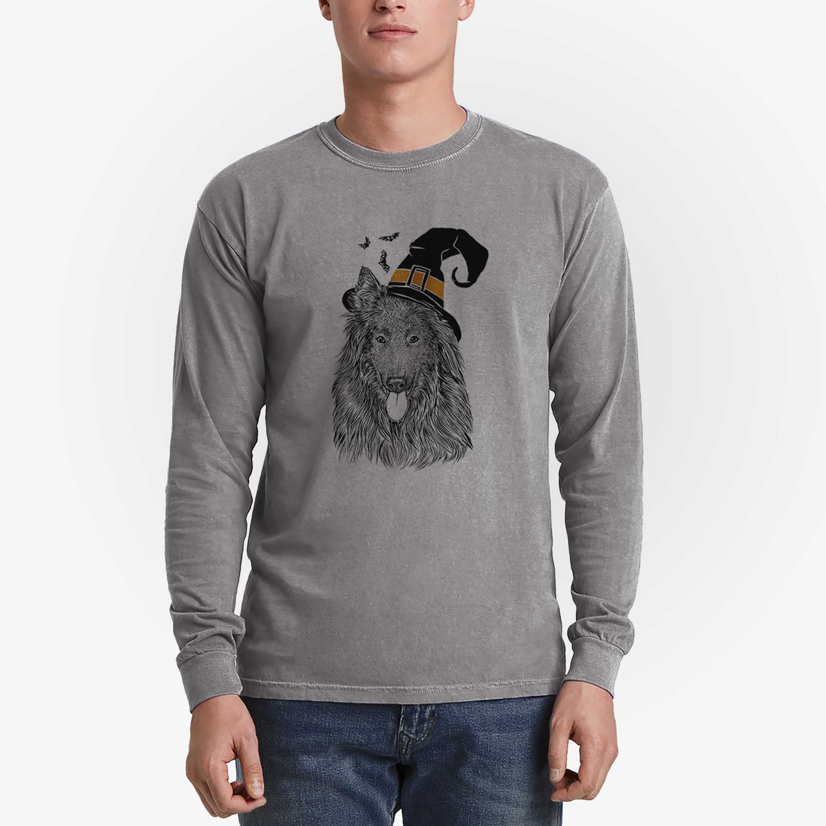 Witch Daan the Belgian Shepherd - Men's Heavyweight 100% Cotton Long Sleeve