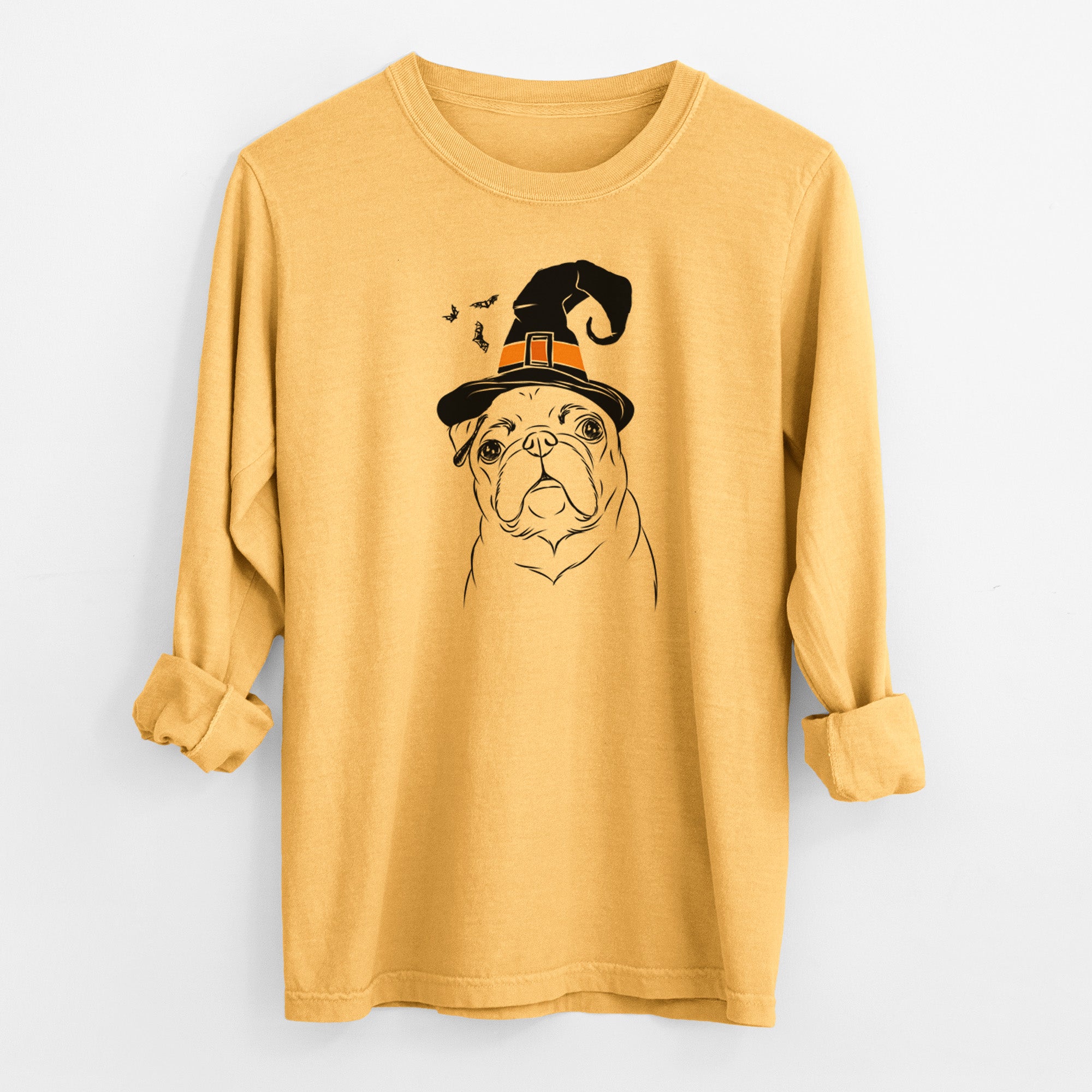 Witch Darling Chloe the Pug - Men's Heavyweight 100% Cotton Long Sleeve