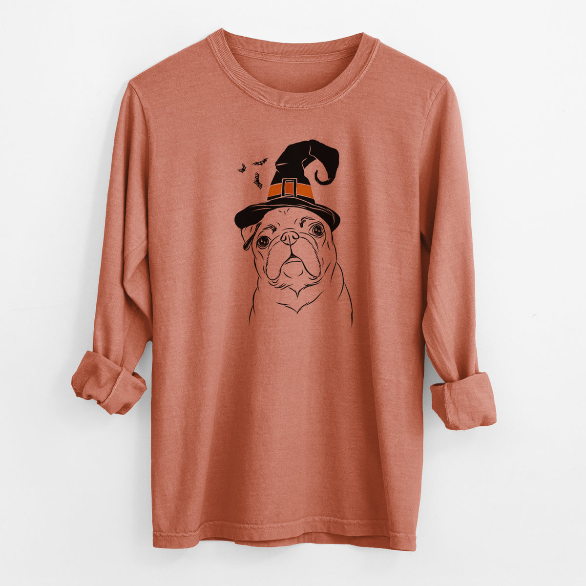 Witch Darling Chloe the Pug - Men&#39;s Heavyweight 100% Cotton Long Sleeve