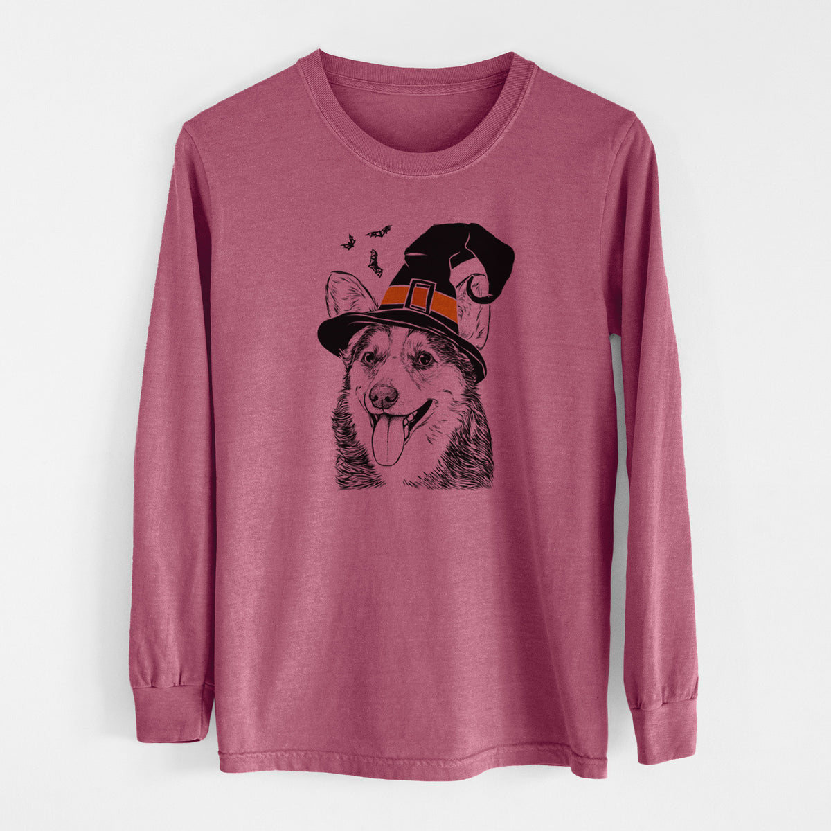 Witch Darma the Corgi - Men's Heavyweight 100% Cotton Long Sleeve