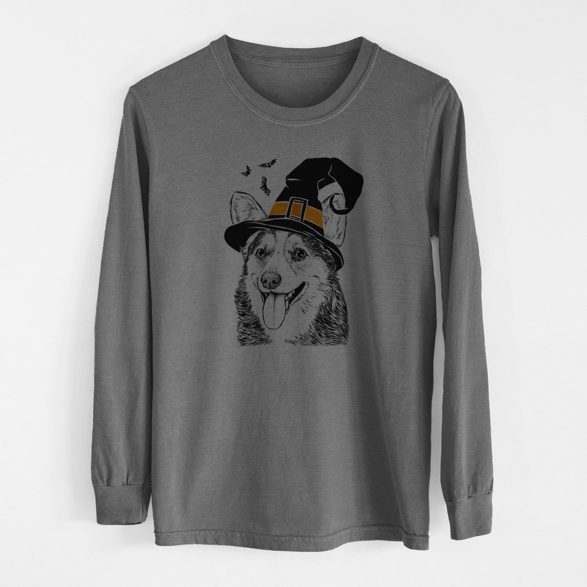 Witch Darma the Corgi - Men's Heavyweight 100% Cotton Long Sleeve