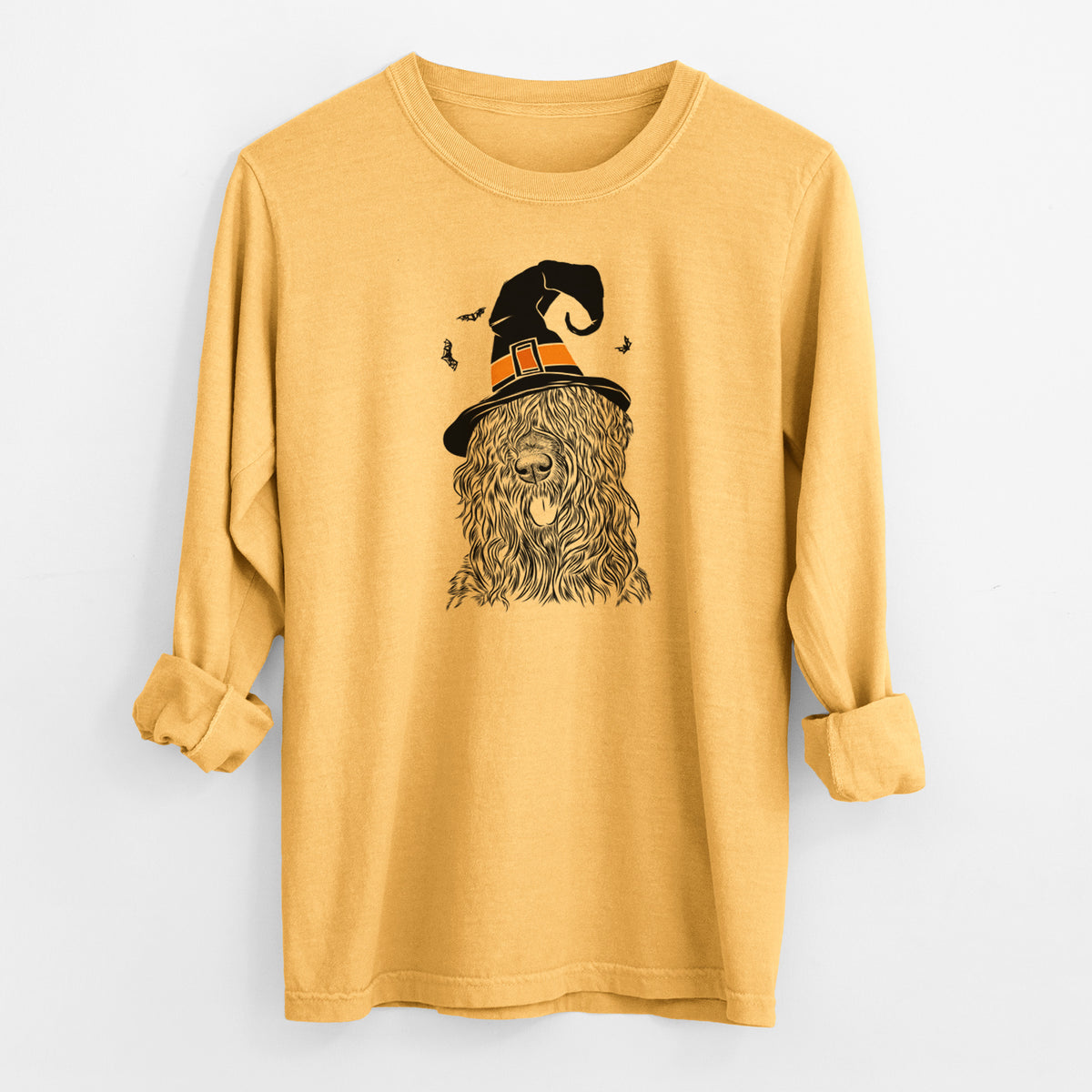 Witch Darryl the Black Russian Terrier - Men's Heavyweight 100% Cotton Long Sleeve