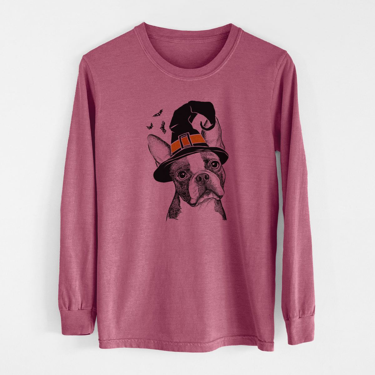 Witch Dee Dee the Boston Terrier - Men's Heavyweight 100% Cotton Long Sleeve