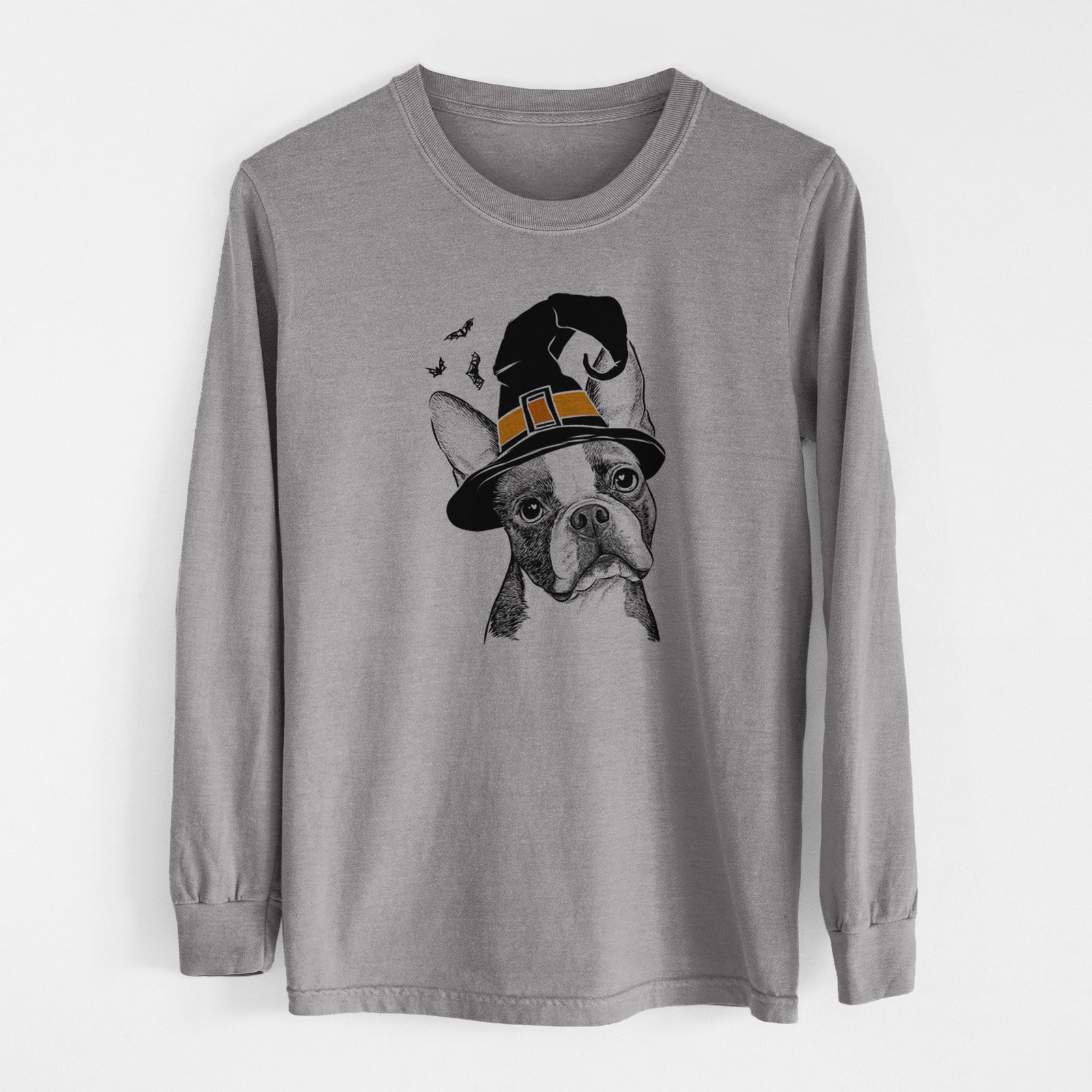 Witch Dee Dee the Boston Terrier - Men's Heavyweight 100% Cotton Long Sleeve