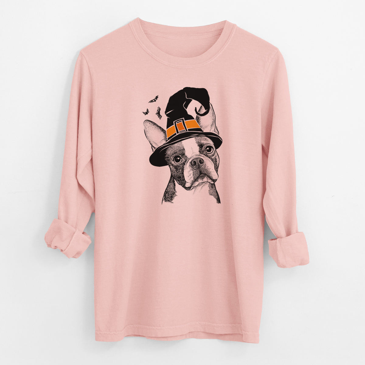 Witch Dee Dee the Boston Terrier - Men's Heavyweight 100% Cotton Long Sleeve