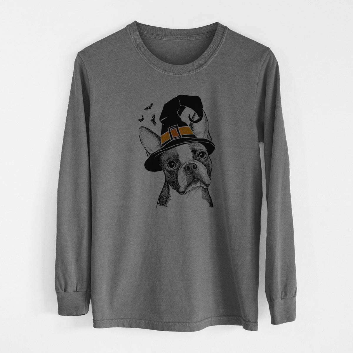 Witch Dee Dee the Boston Terrier - Men's Heavyweight 100% Cotton Long Sleeve