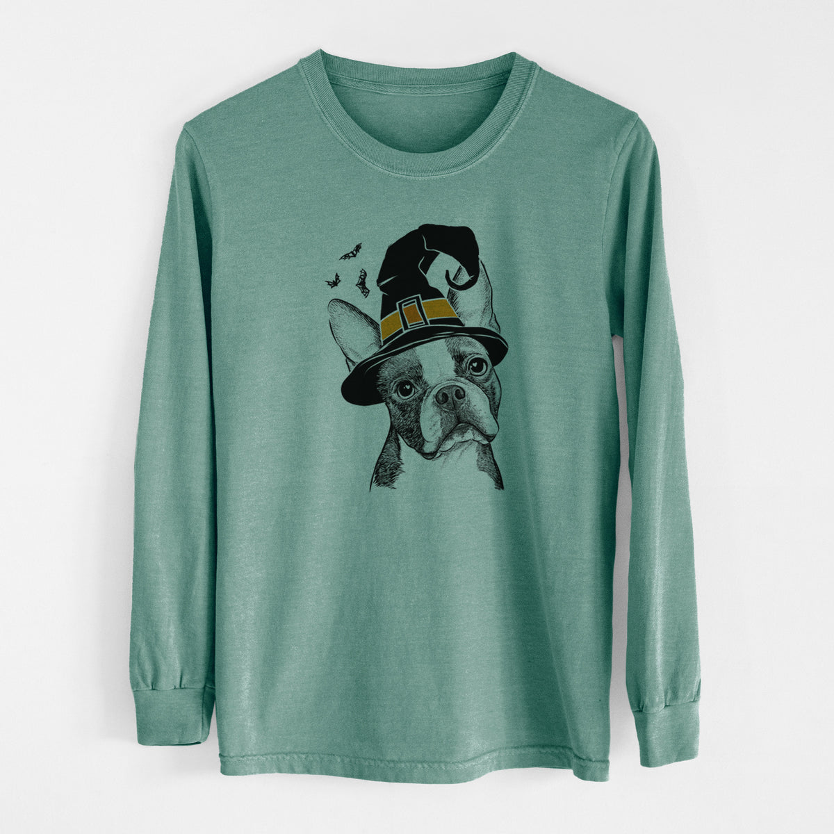 Witch Dee Dee the Boston Terrier - Men's Heavyweight 100% Cotton Long Sleeve