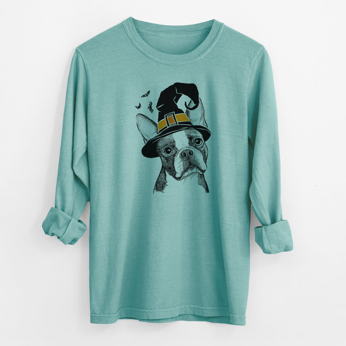 Witch Dee Dee the Boston Terrier - Men's Heavyweight 100% Cotton Long Sleeve