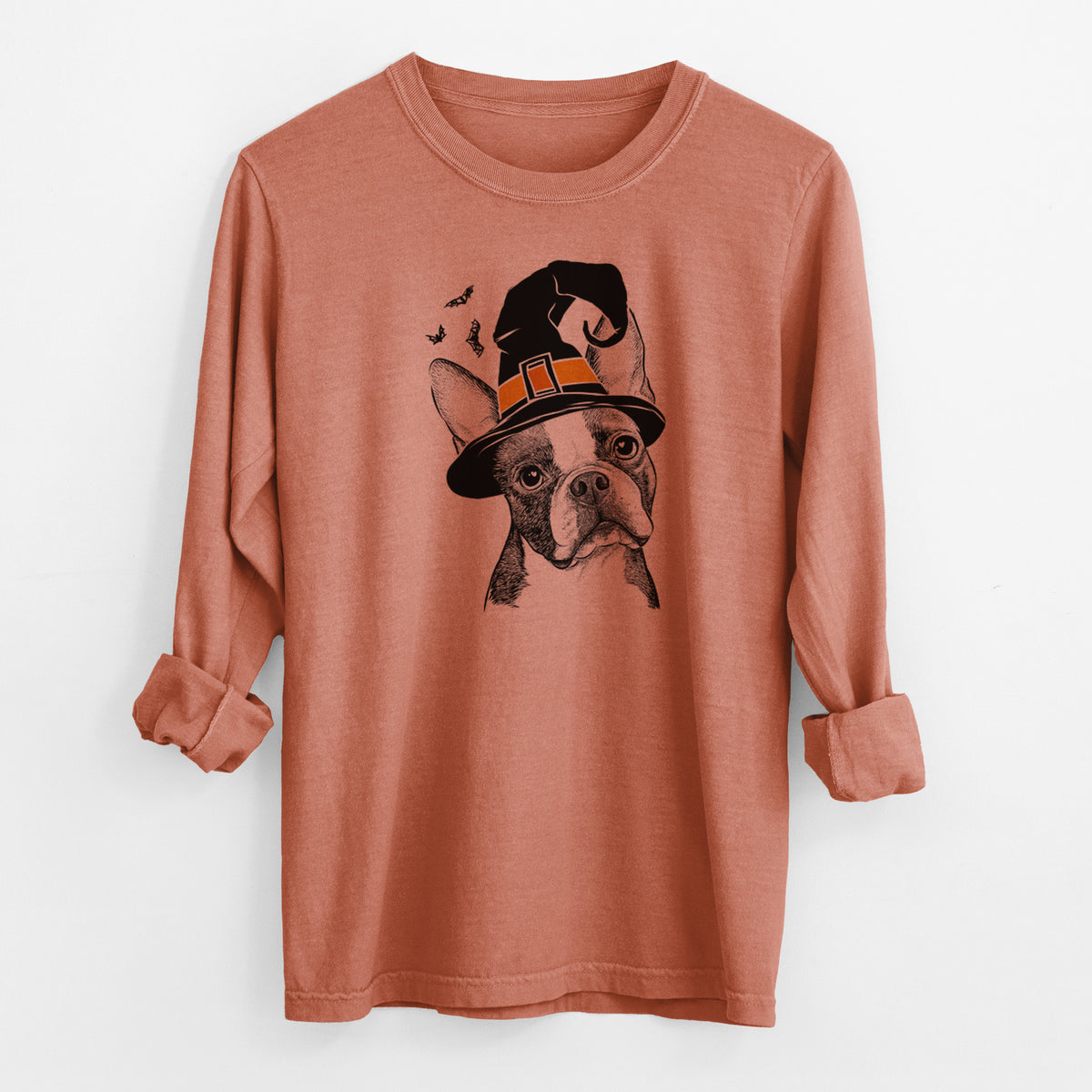 Witch Dee Dee the Boston Terrier - Men's Heavyweight 100% Cotton Long Sleeve
