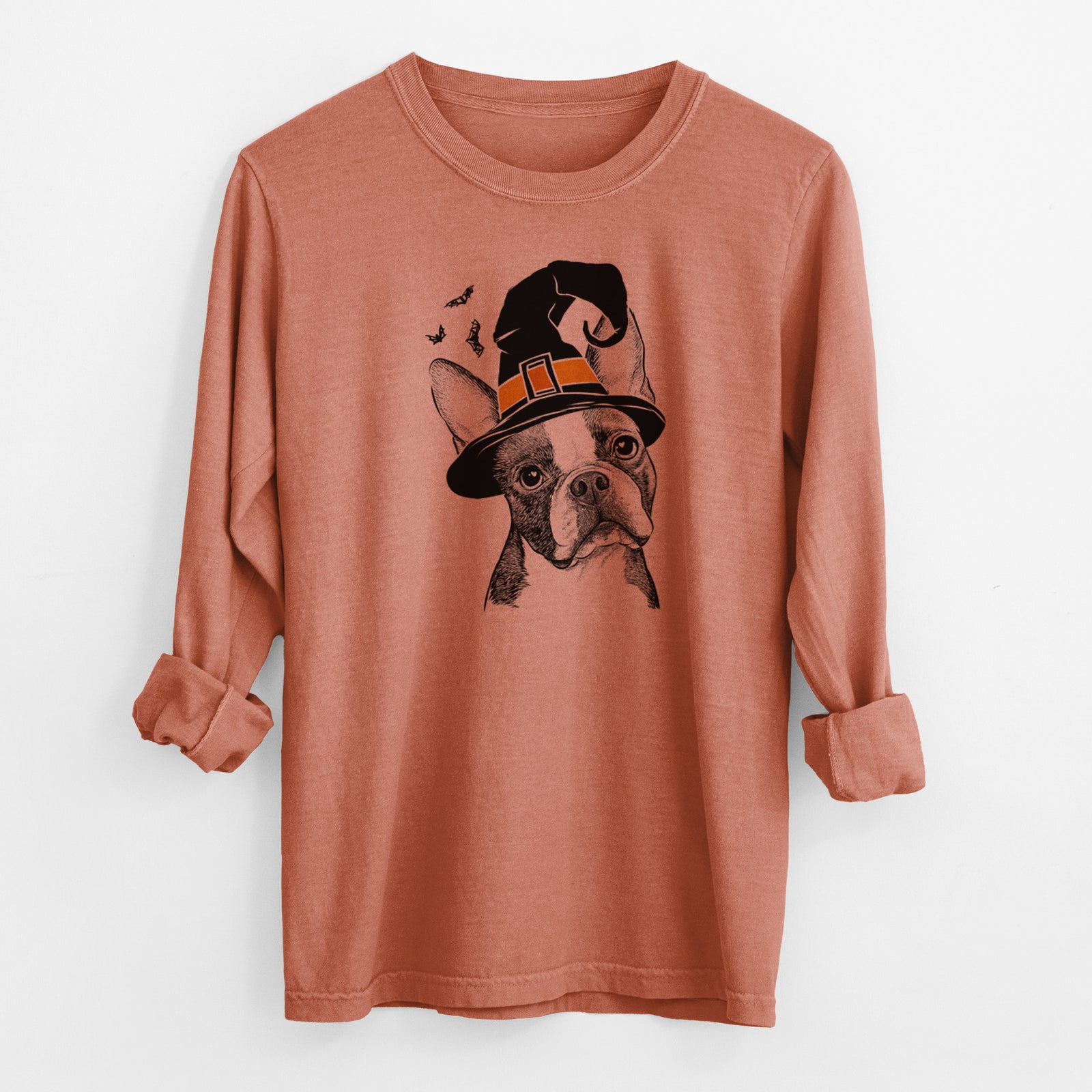 Witch Dee Dee the Boston Terrier - Men's Heavyweight 100% Cotton Long Sleeve