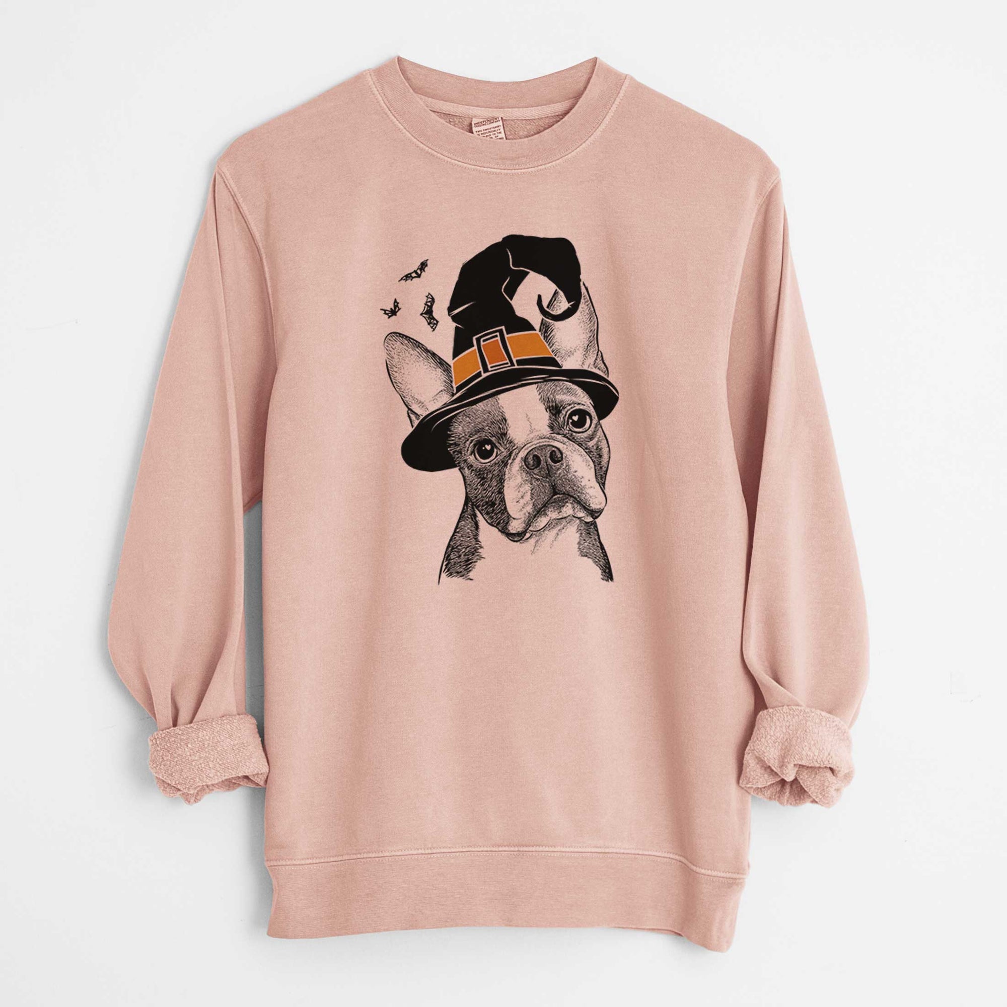 Witch Dee Dee the Boston Terrier - Unisex Pigment Dyed Crew Sweatshirt