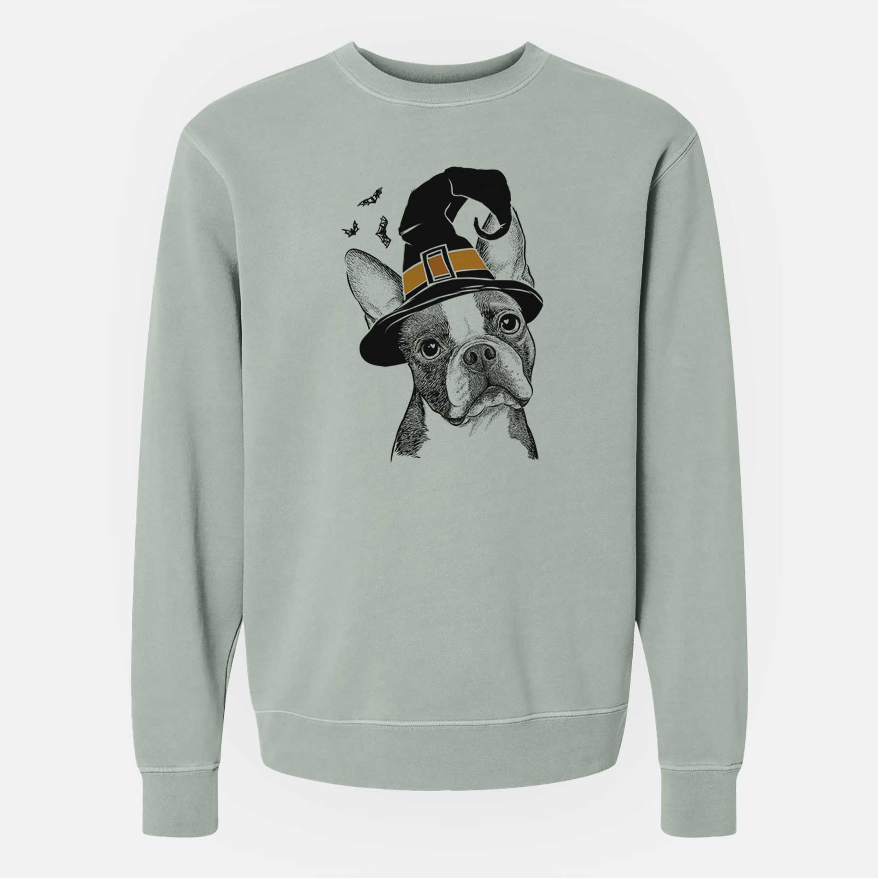 Witch Dee Dee the Boston Terrier - Unisex Pigment Dyed Crew Sweatshirt