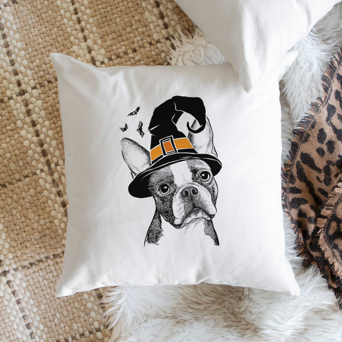 Dee Dee the Boston Terrier - Throw Pillow Cover