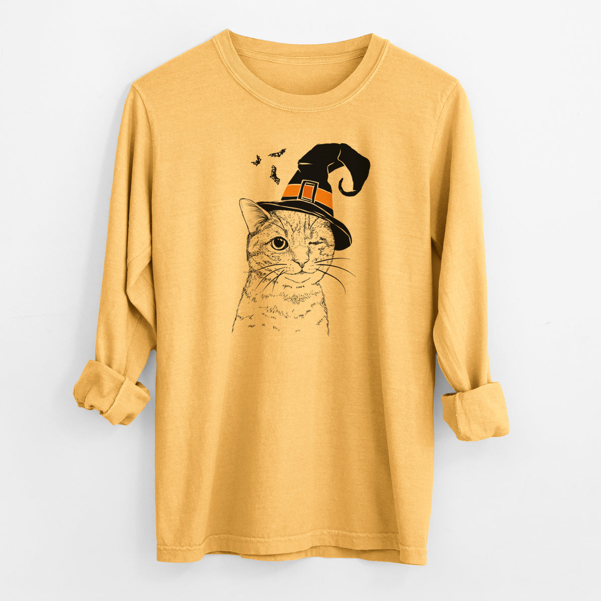 Witch Dexter the Domestic Shorthair - Men's Heavyweight 100% Cotton Long Sleeve