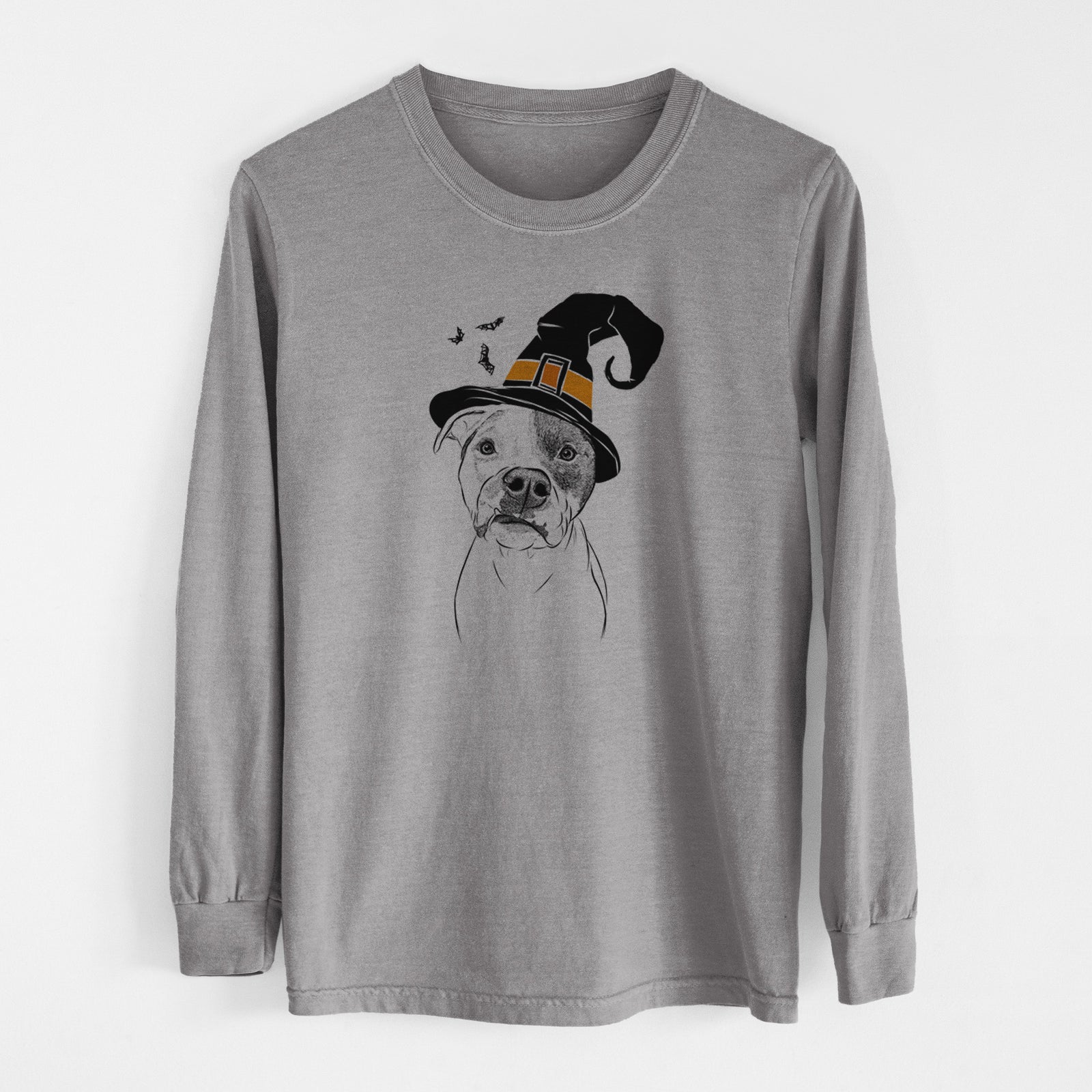 Witch Dexter the Pitbull - Men's Heavyweight 100% Cotton Long Sleeve