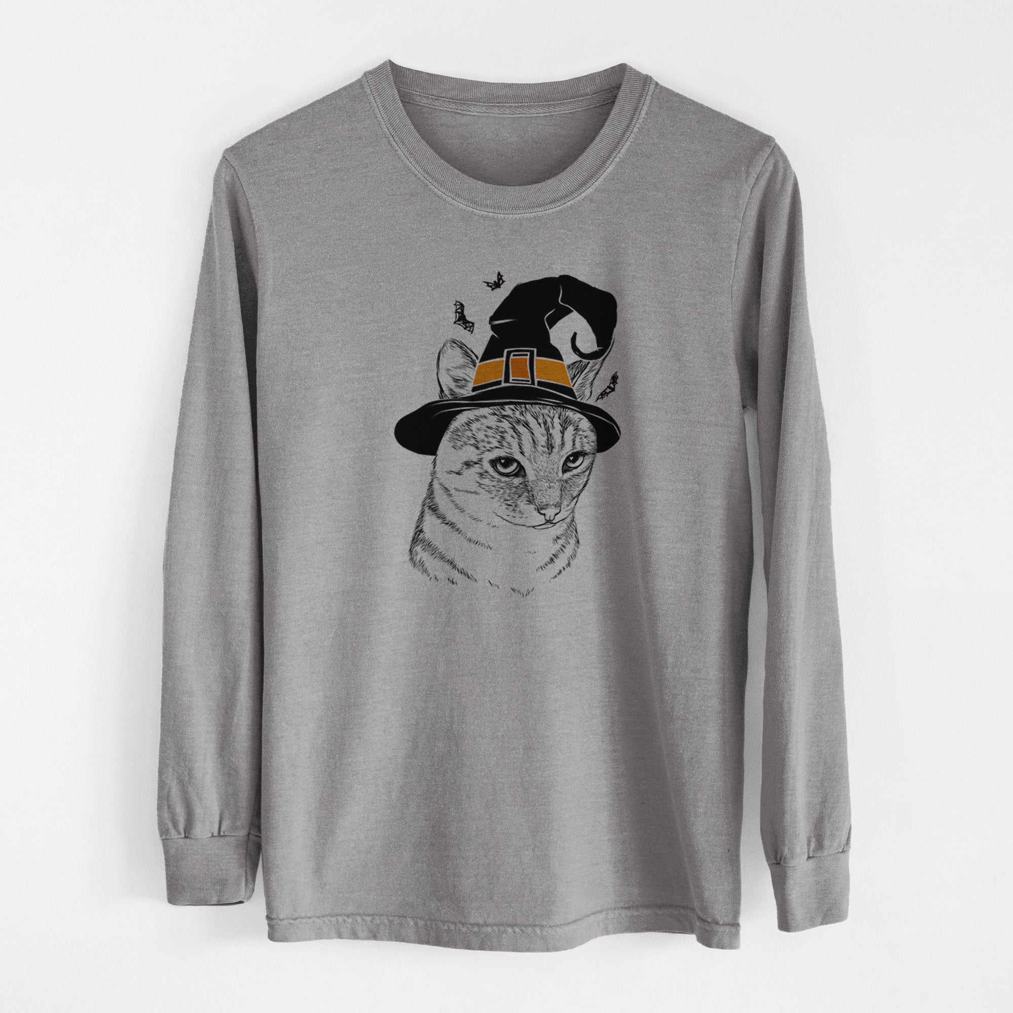 Witch Dora the Tabby Cat - Men's Heavyweight 100% Cotton Long Sleeve