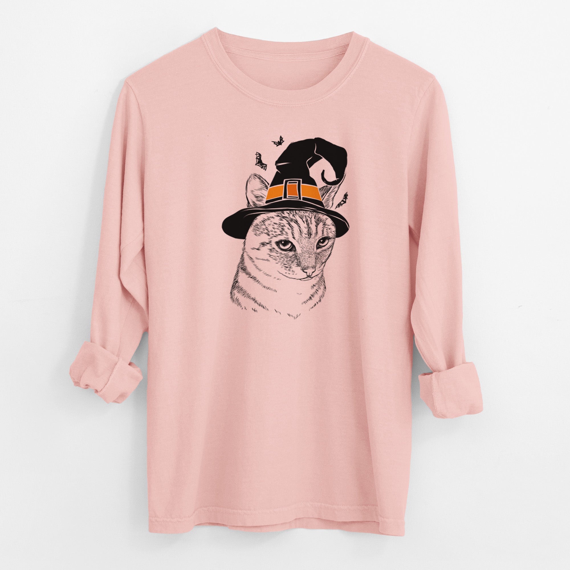 Witch Dora the Tabby Cat - Men's Heavyweight 100% Cotton Long Sleeve