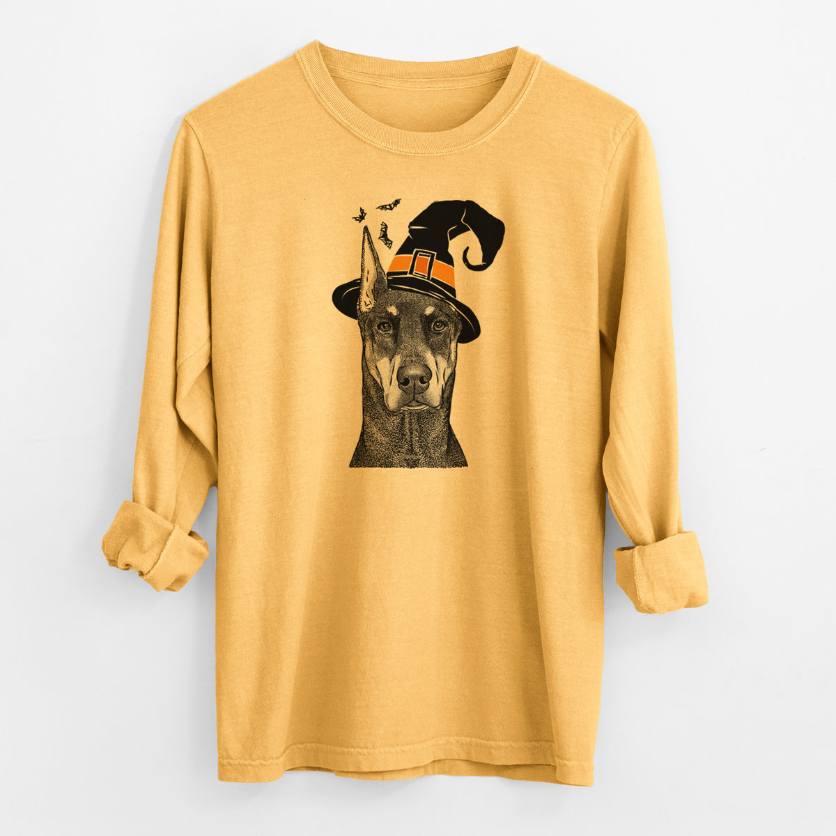 Witch Drake the Doberman Pinscher - Men's Heavyweight 100% Cotton Long Sleeve
