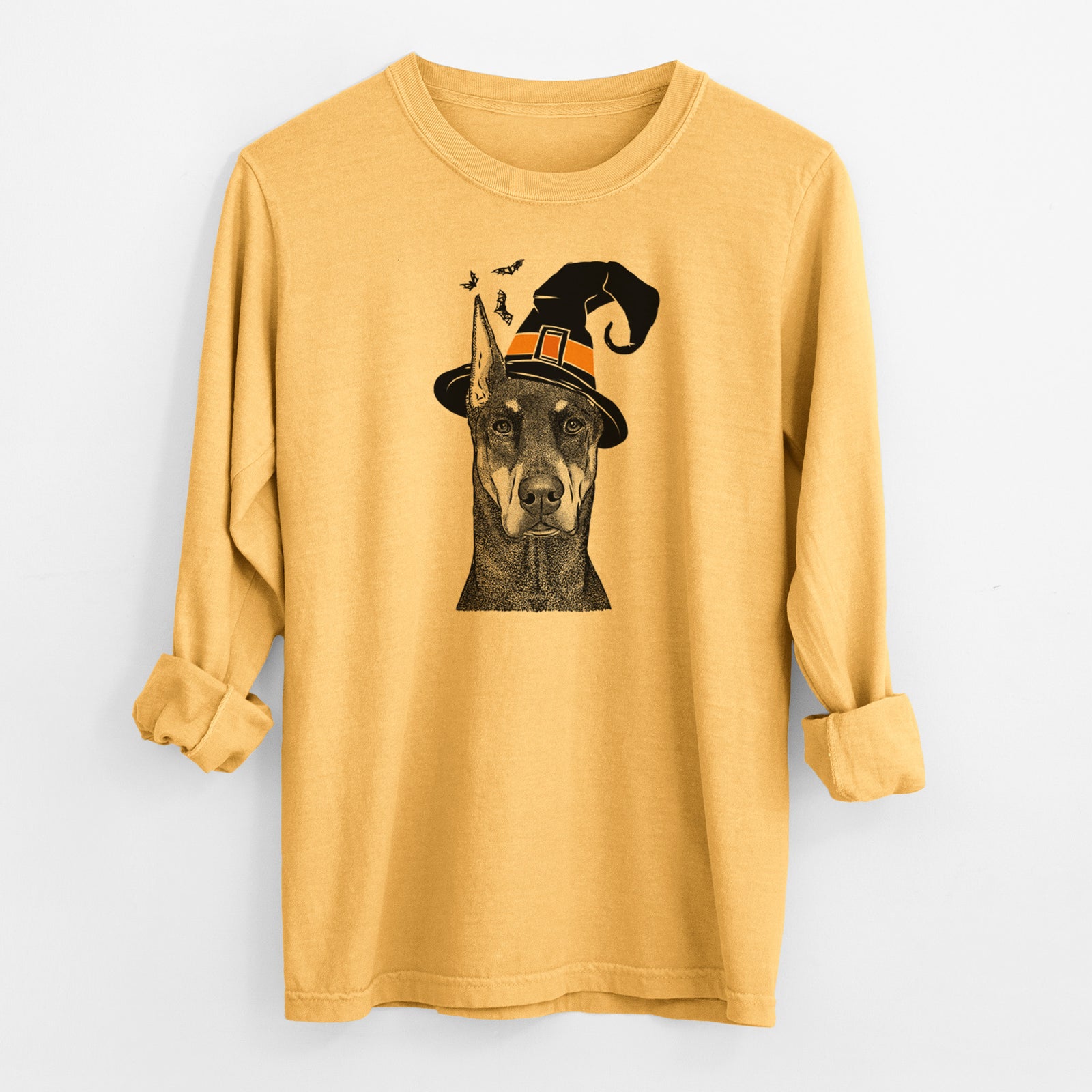 Witch Drake the Doberman Pinscher - Men's Heavyweight 100% Cotton Long Sleeve