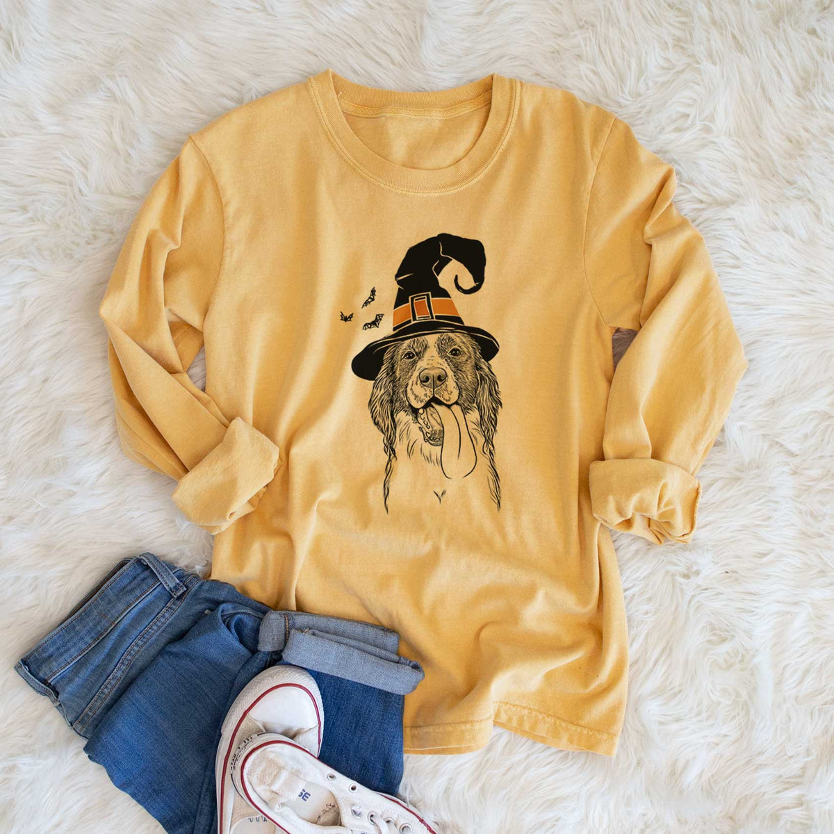 Witch Duke the English Springer Spaniel - Men's Heavyweight 100% Cotton Long Sleeve