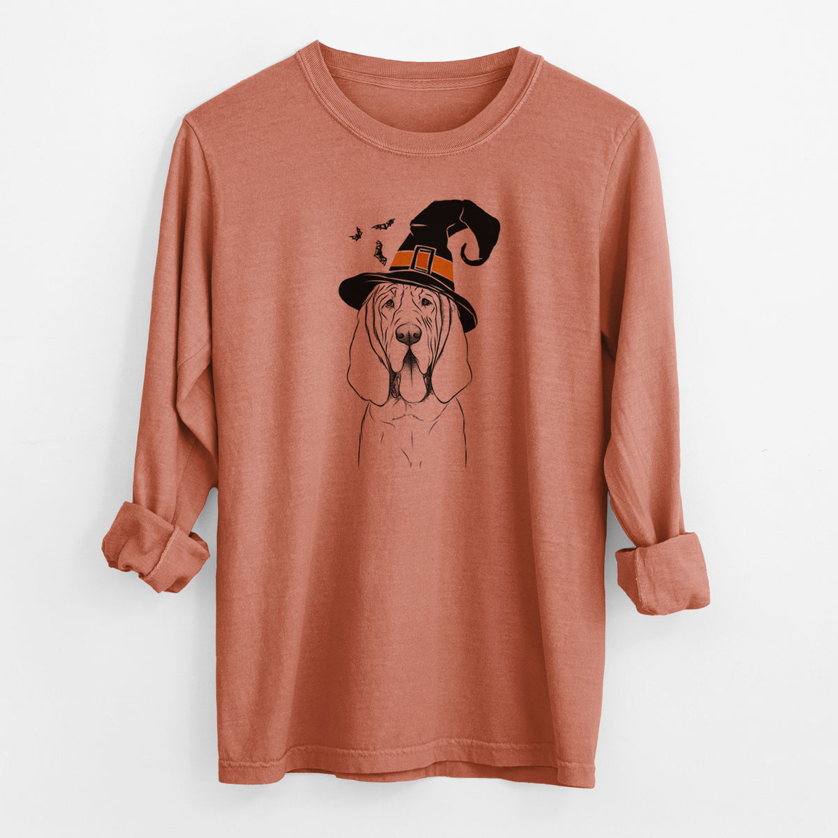 Witch Earl the Bloodhound - Men&#39;s Heavyweight 100% Cotton Long Sleeve