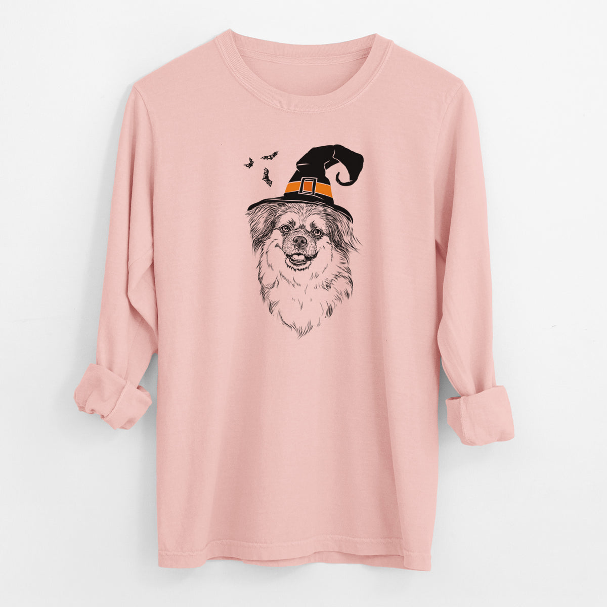 Witch Ed the Tibetan Spaniel - Men's Heavyweight 100% Cotton Long Sleeve