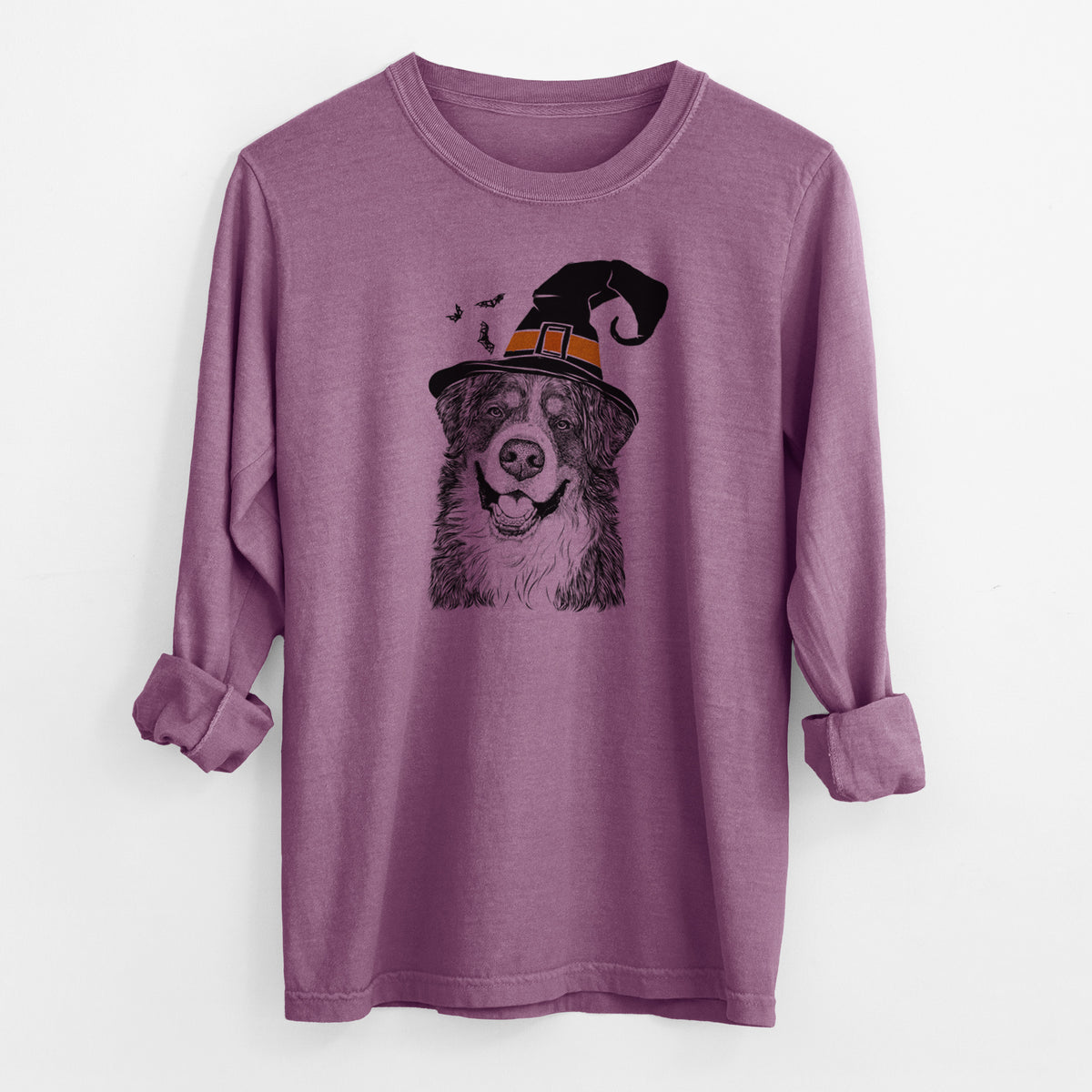 Witch Eiger the Bernese Mountain Dog - Men's Heavyweight 100% Cotton Long Sleeve