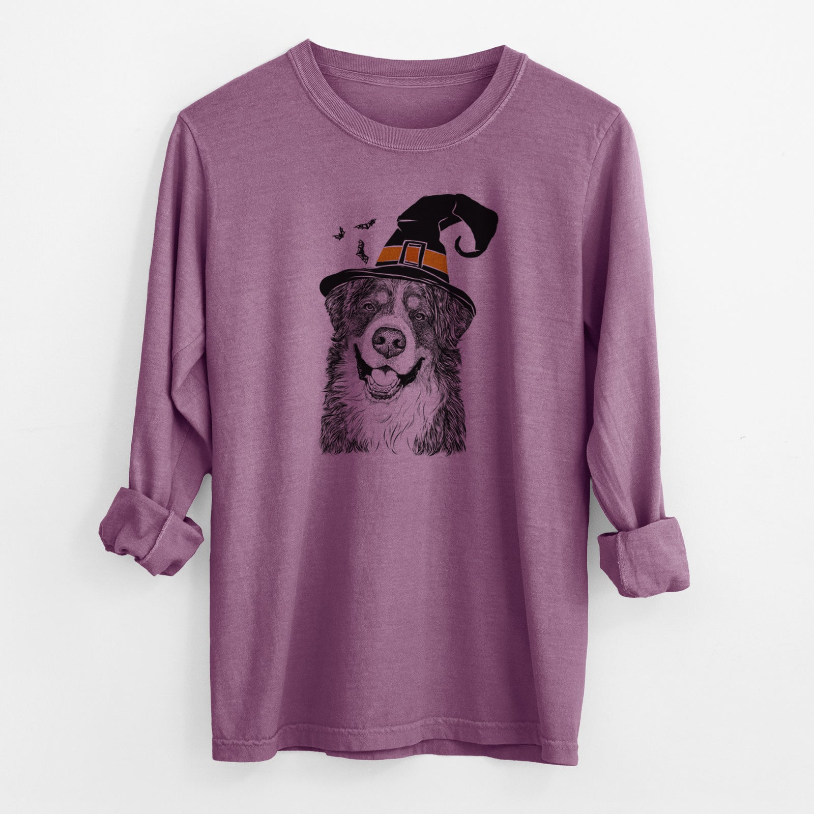 Witch Eiger the Bernese Mountain Dog - Men's Heavyweight 100% Cotton Long Sleeve