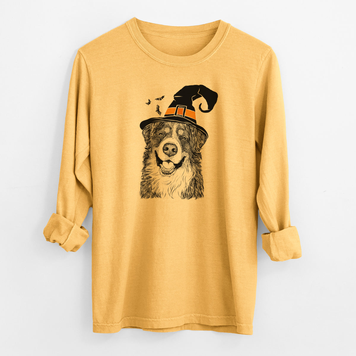Witch Eiger the Bernese Mountain Dog - Men's Heavyweight 100% Cotton Long Sleeve